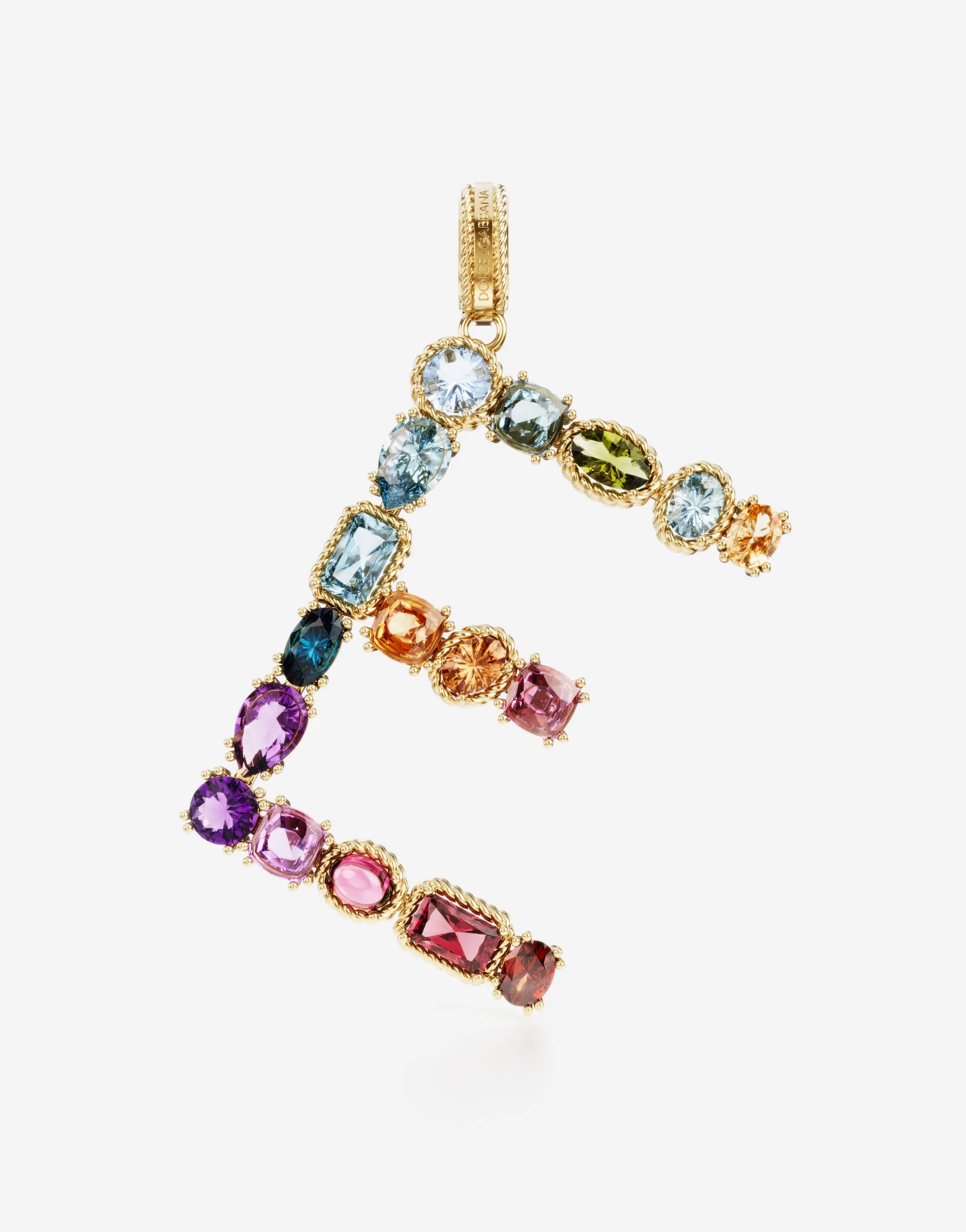 Charm E Lettering 18-carat yellow gold and multicolored gems - 1