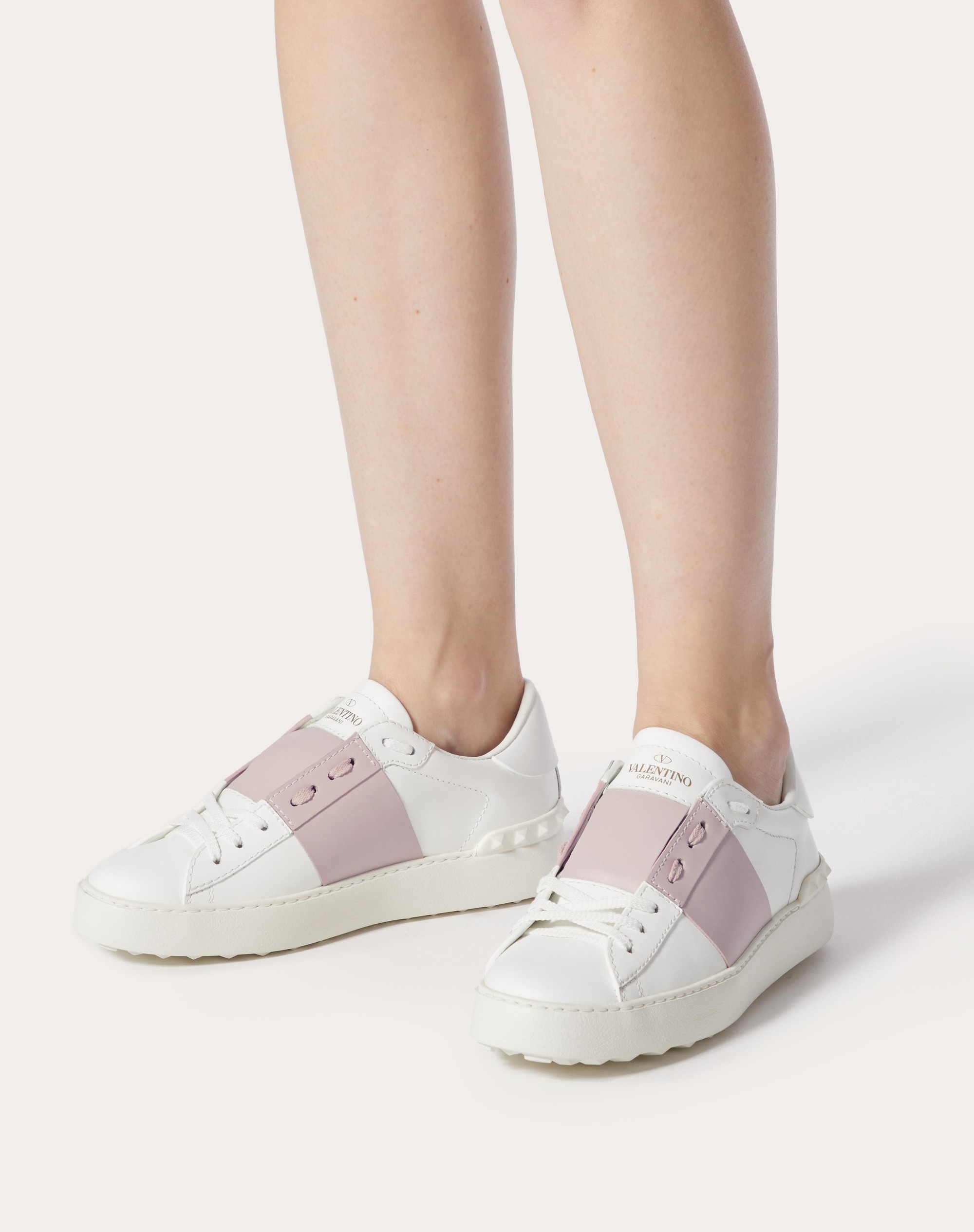 Valentino open leather trainers sales