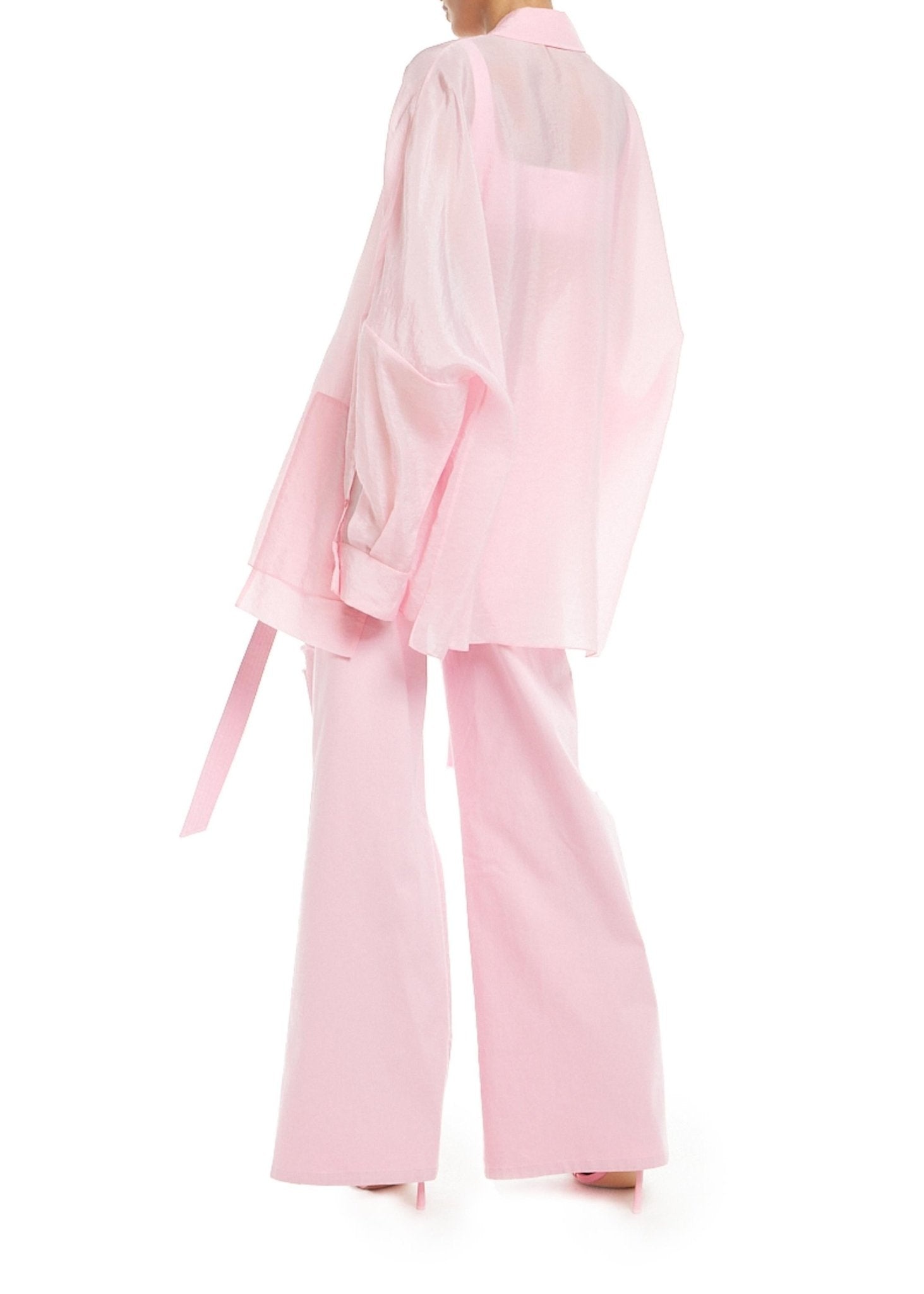 Textured Sheer Cupro Oversized Shirt - 2