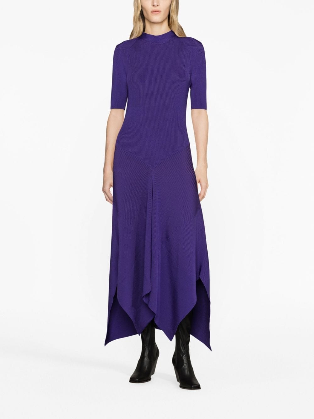 asymmetric ribbed-knit dress - 2