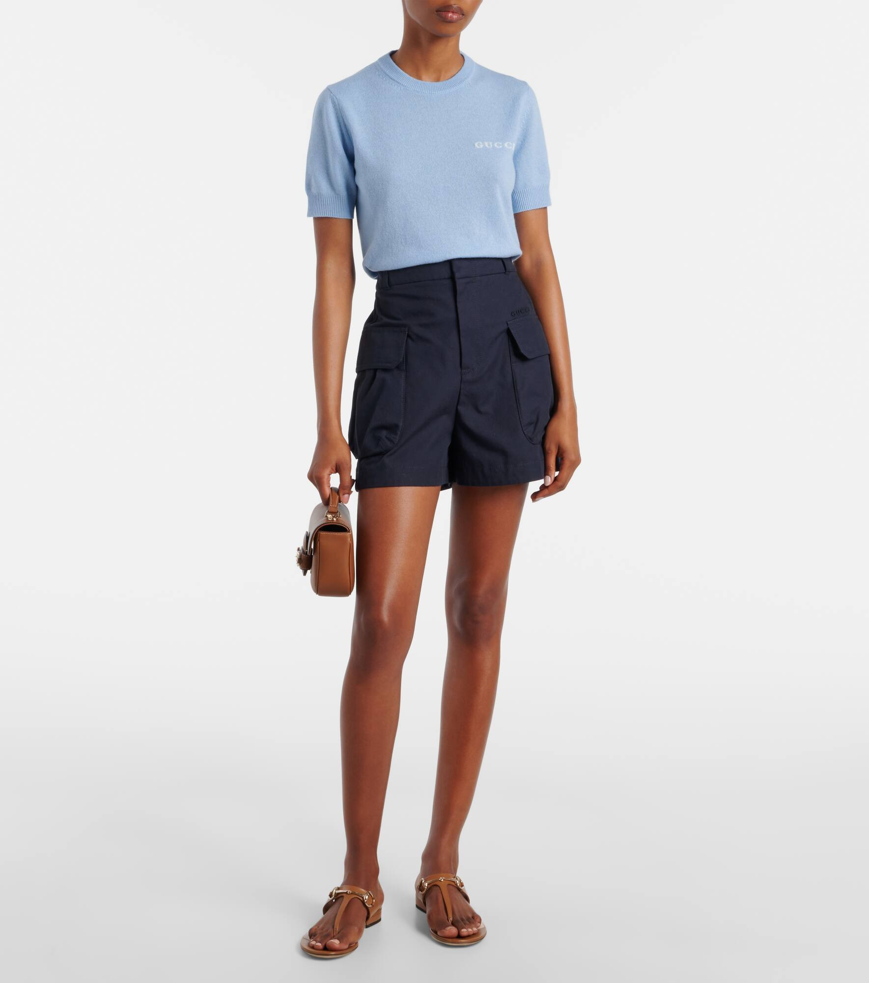 Logo knitted cashmere top - 2