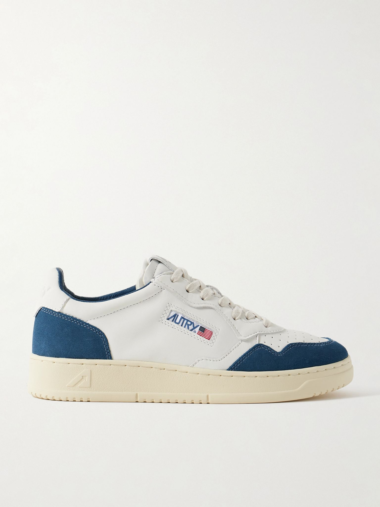 Medalist Suede-Trimmed Leather Sneakers White - 1