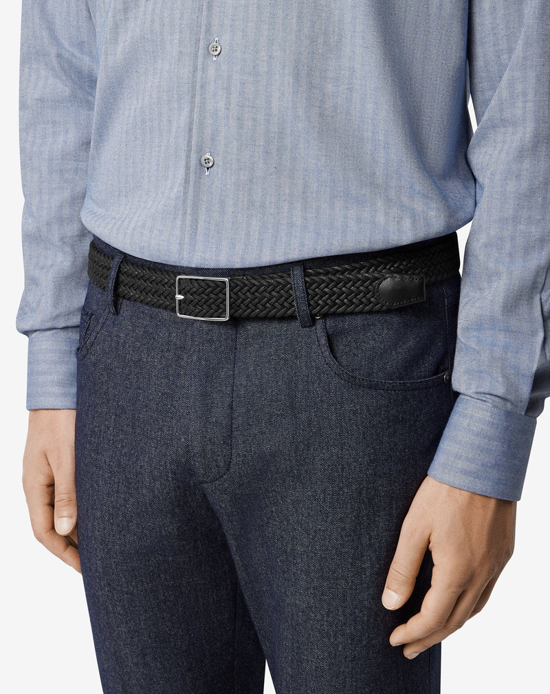 CORNELIANI Black waxed cotton belt outlook
