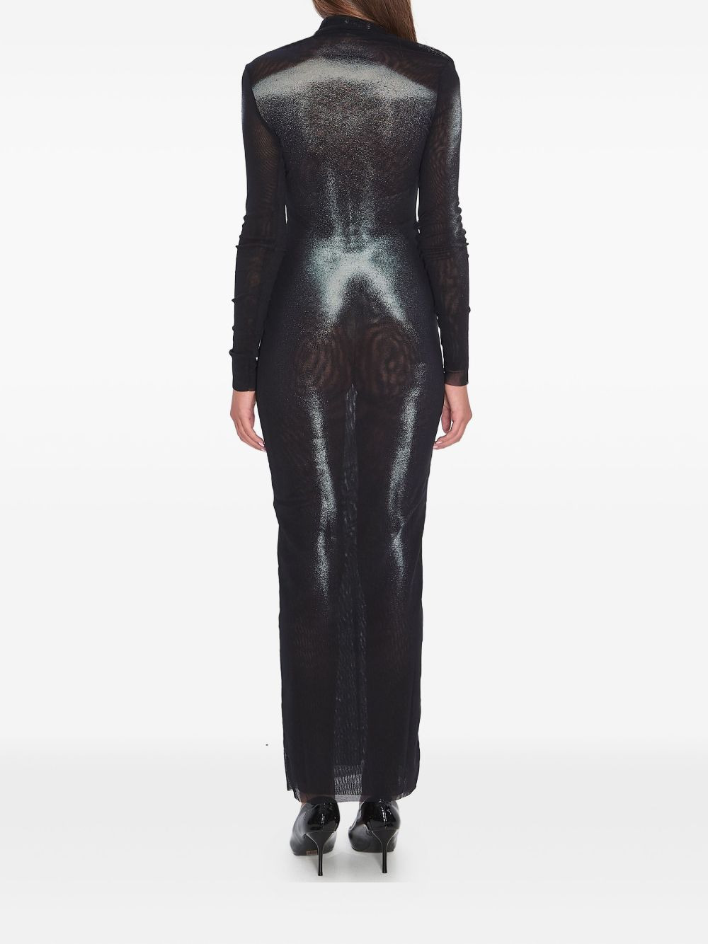 body dust print asymmetric-neck maxi dress - 4