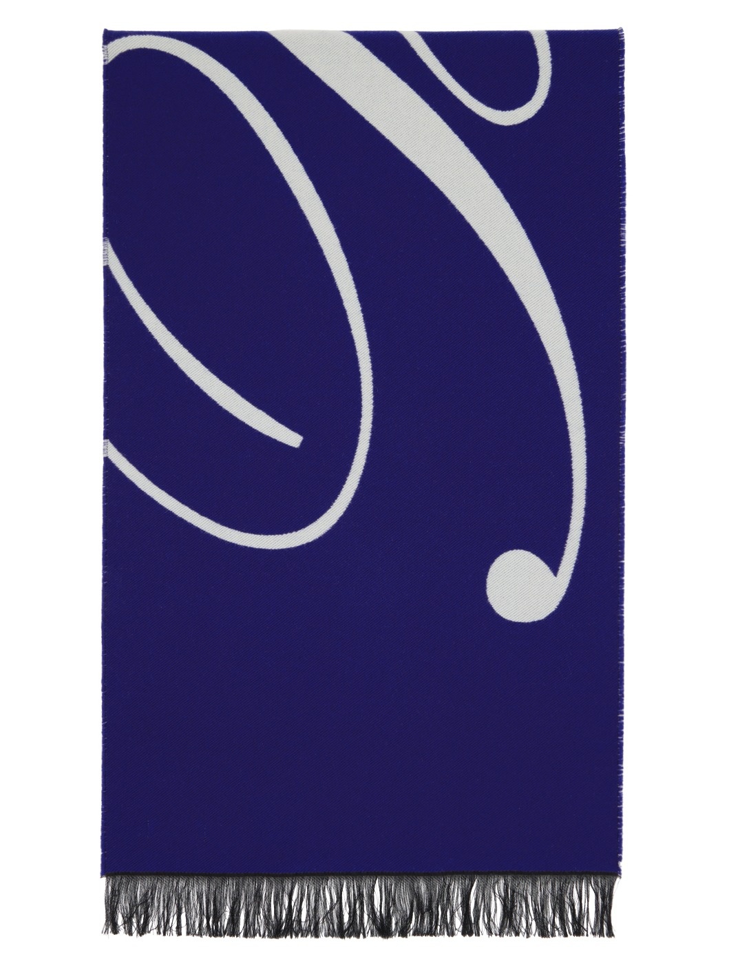 Blue & Off-White Logo Wool Silk Scarf - 1