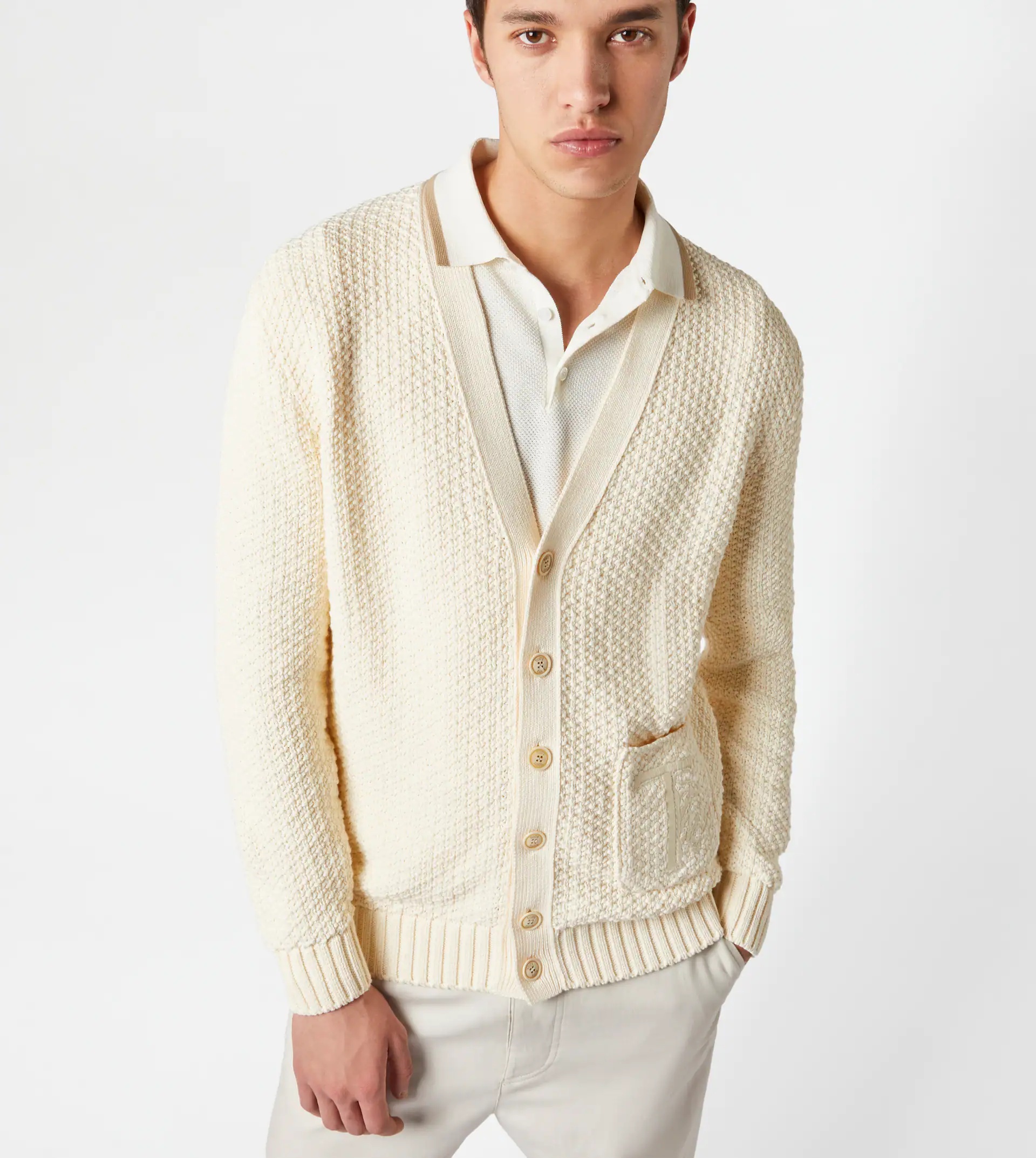 CARDIGAN IN MAXI PIQUET - OFF WHITE - 7