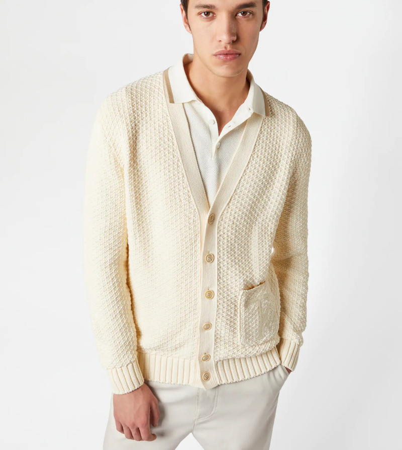 CARDIGAN IN MAXI PIQUET - OFF WHITE 7