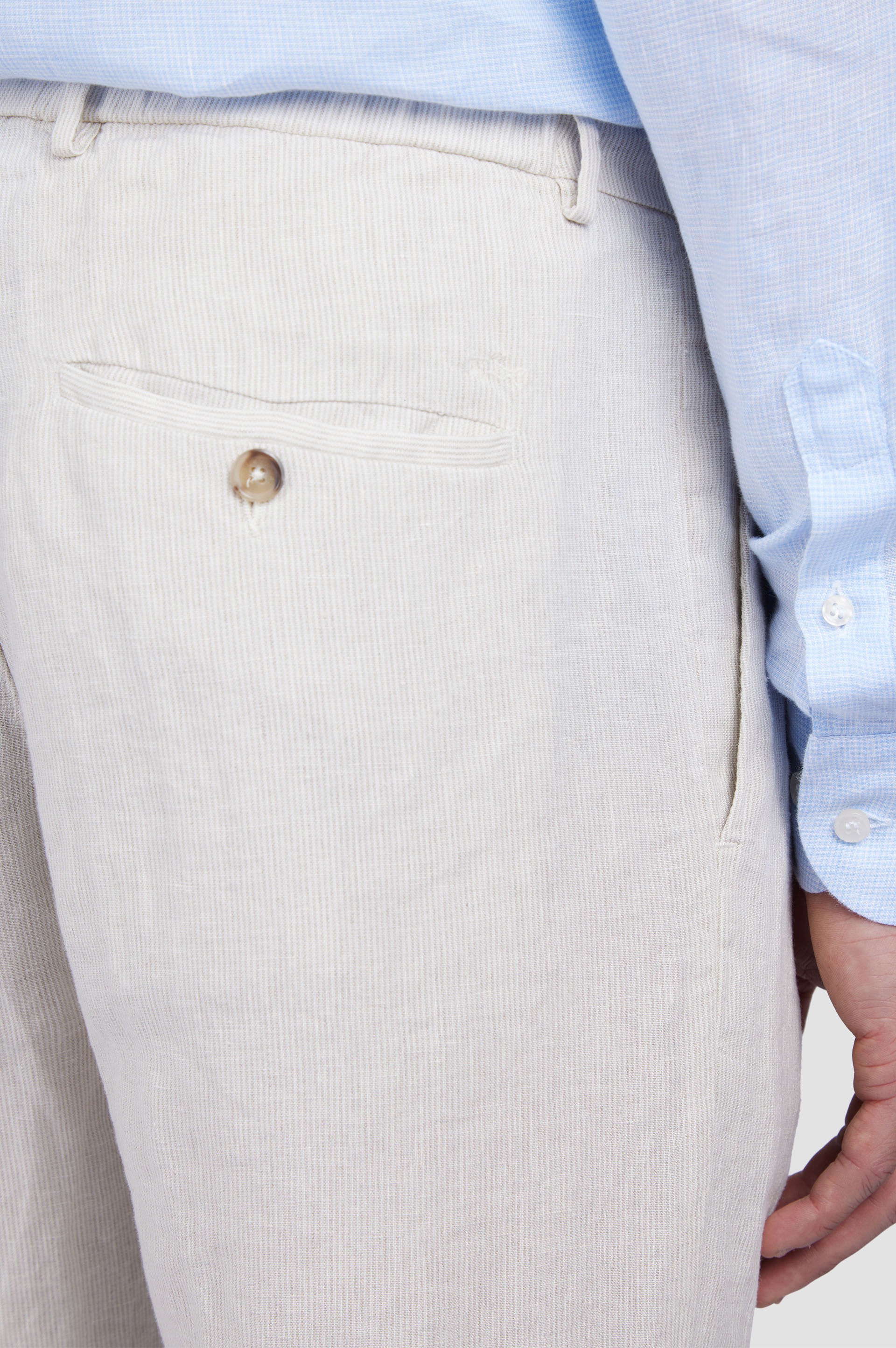 LINEN CHINO PANTS WITH STRIPED PATTERN - 4