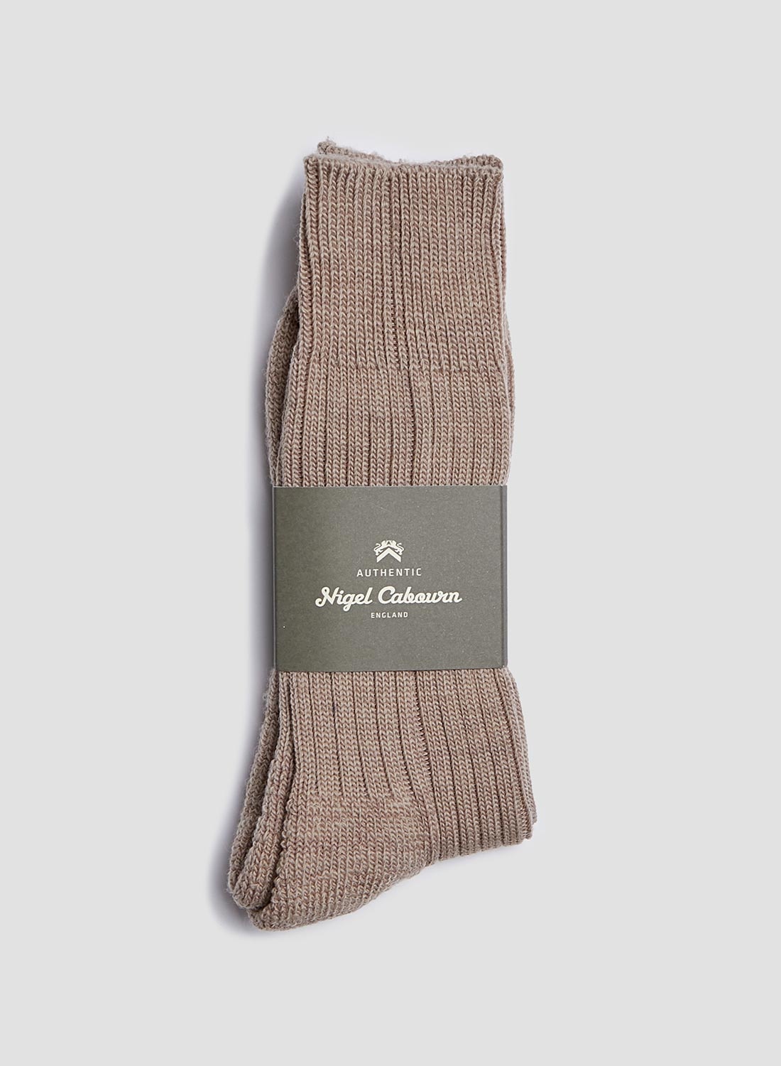 Wool Cushion Sole Crew Sock in Beige - 1