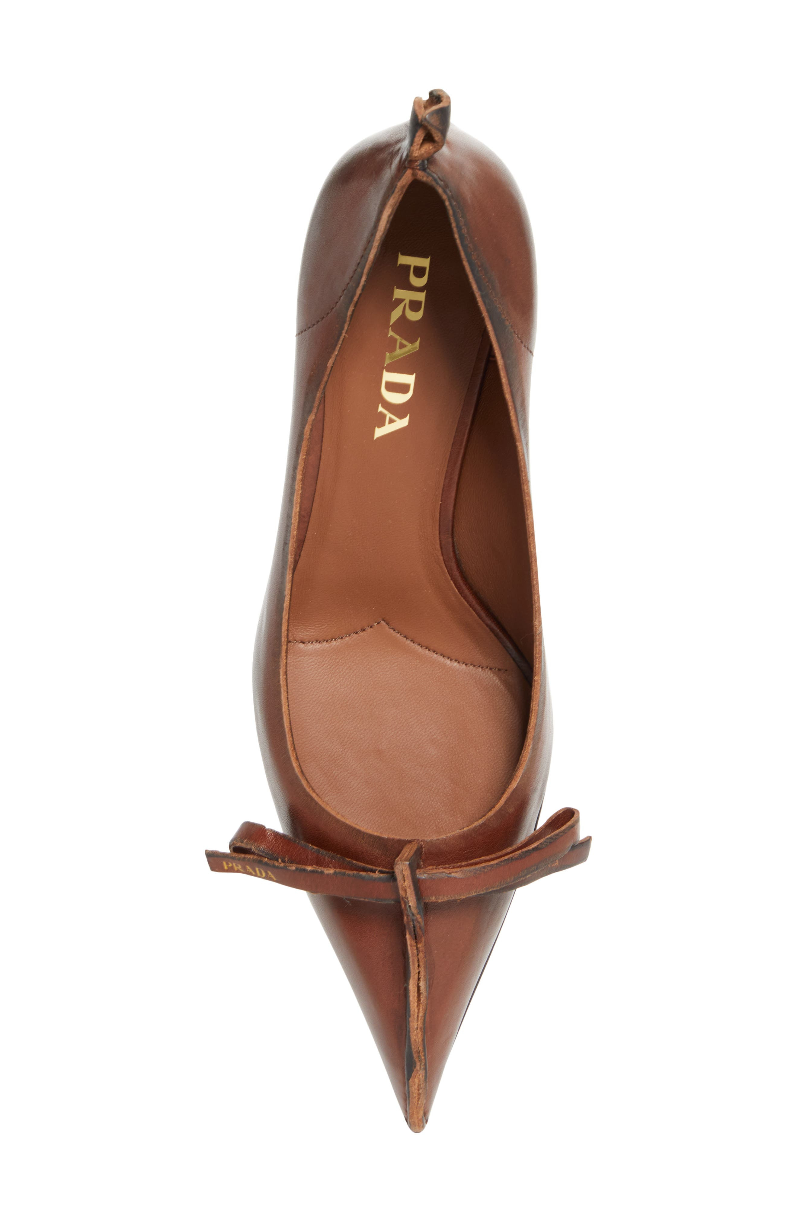 Prada Exposed Seam Kitten Heel Pump in Cacao at Nordstrom - 5