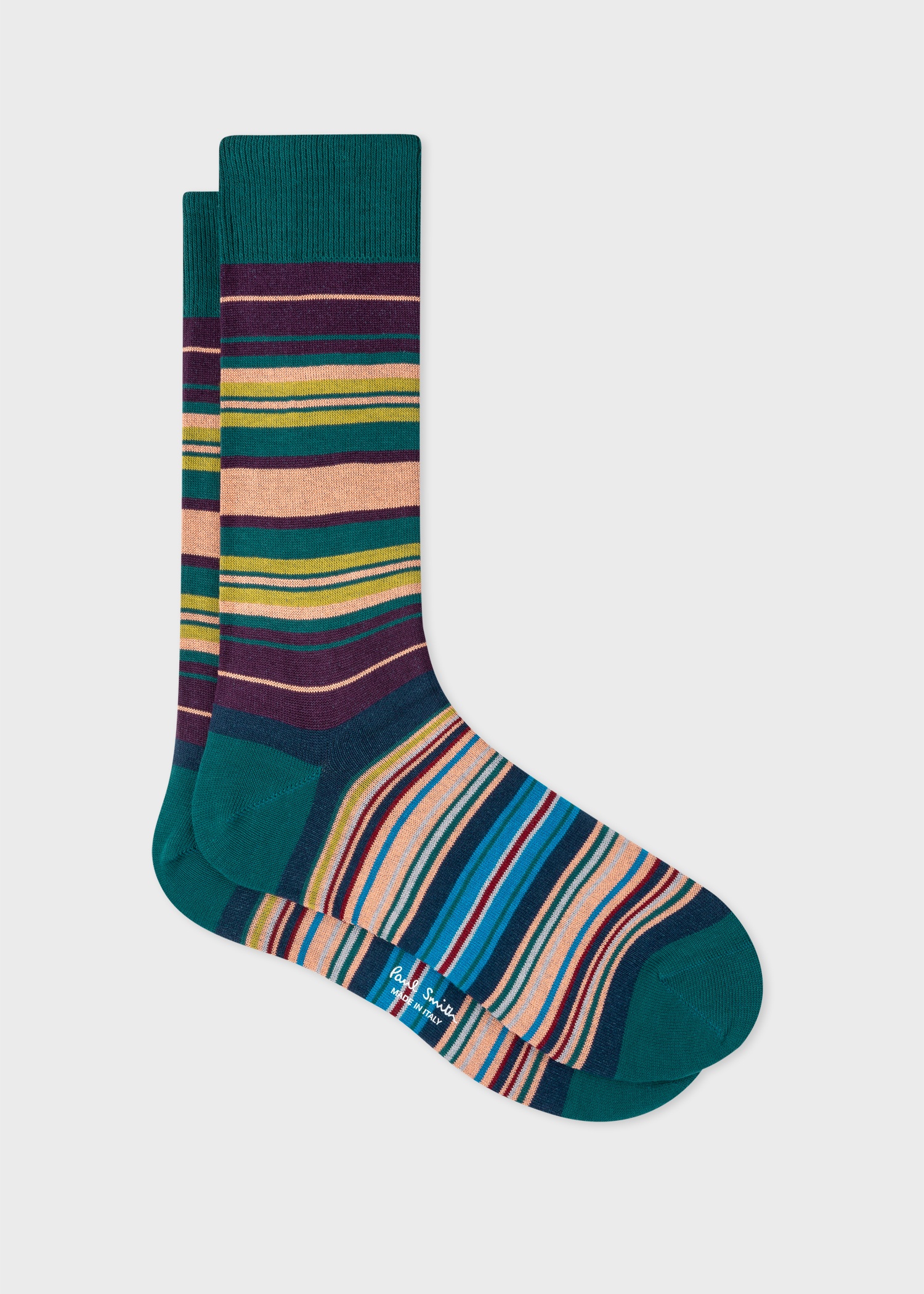 Dark Green Mixed Stripe Socks - 1