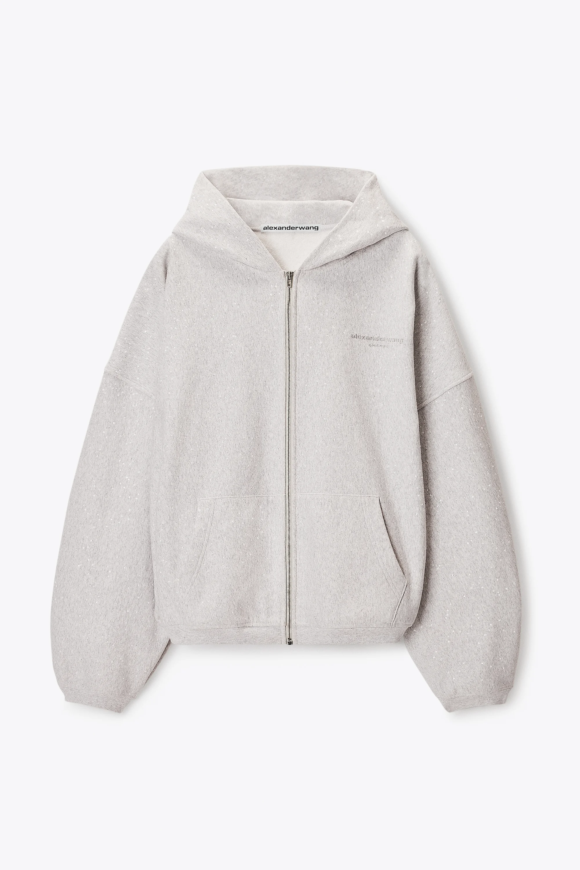 Crystal embellished oversized zip-up hoodie - 1