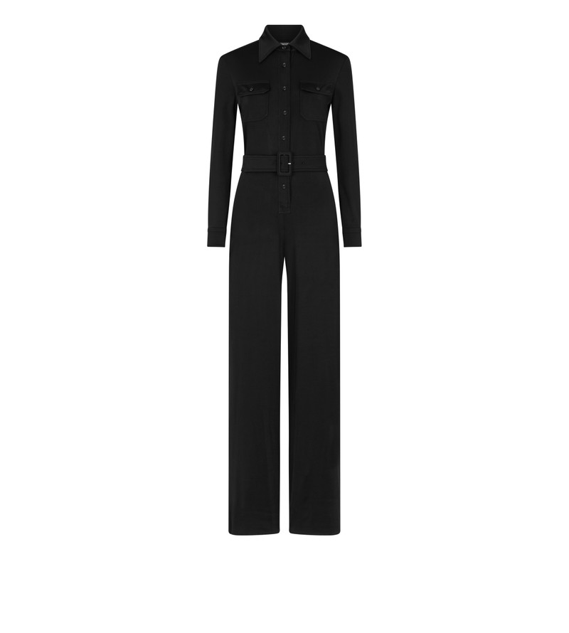 SATIN STRETCH JERSEY BELTED JUMPSUIT 1