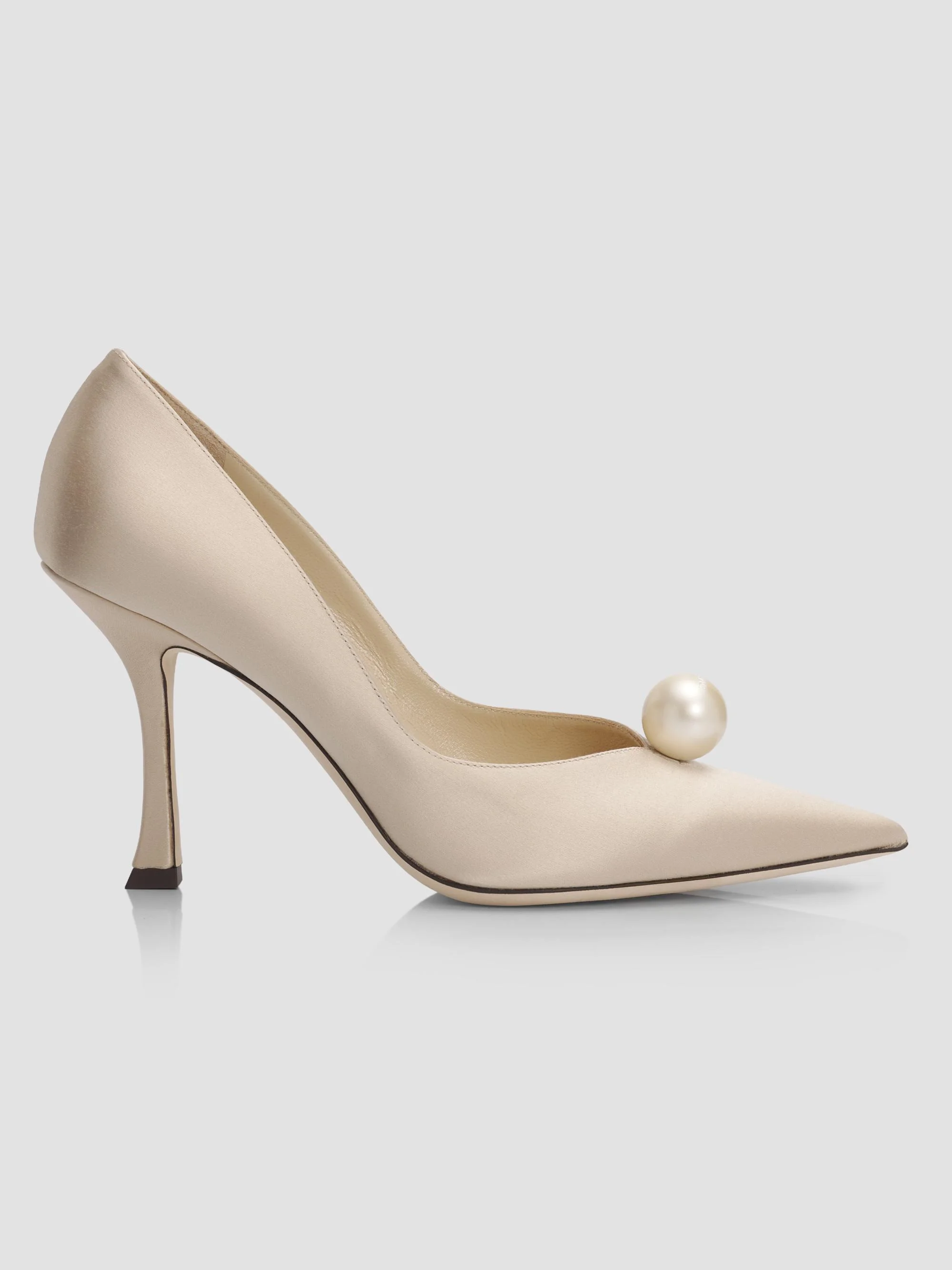Women's Ziri 90MM Imitation-Pearl Satin Pumps - Light Soft Gold - 1