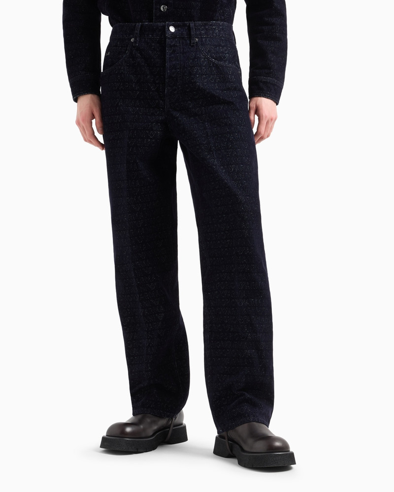 J74 LOOSE-FIT DENIM JEANS WITH ALL-OVER FLOCKED LOGO LETTERING 2