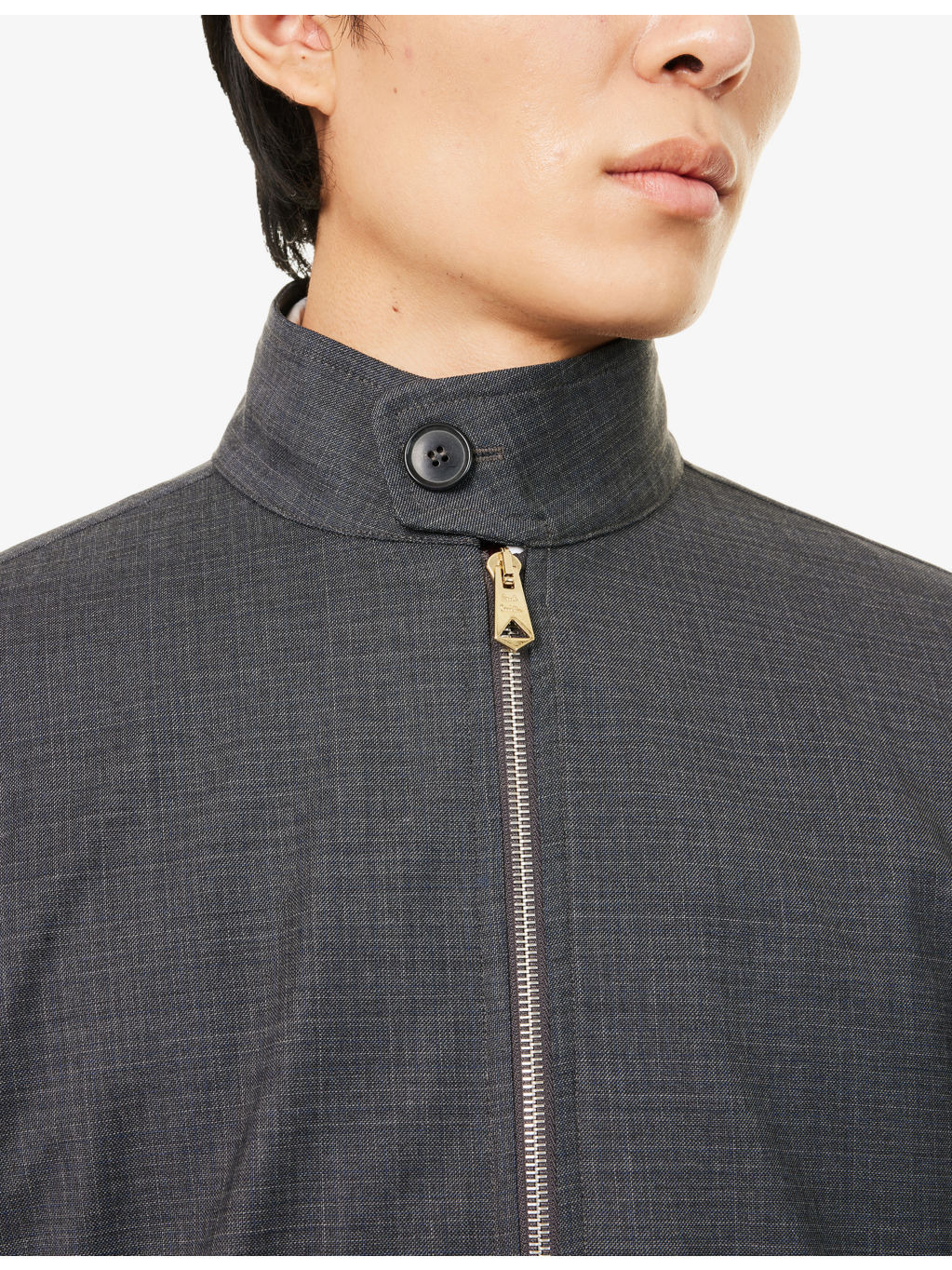 Check Regular-Fit Wool Bomber Jacket - 5