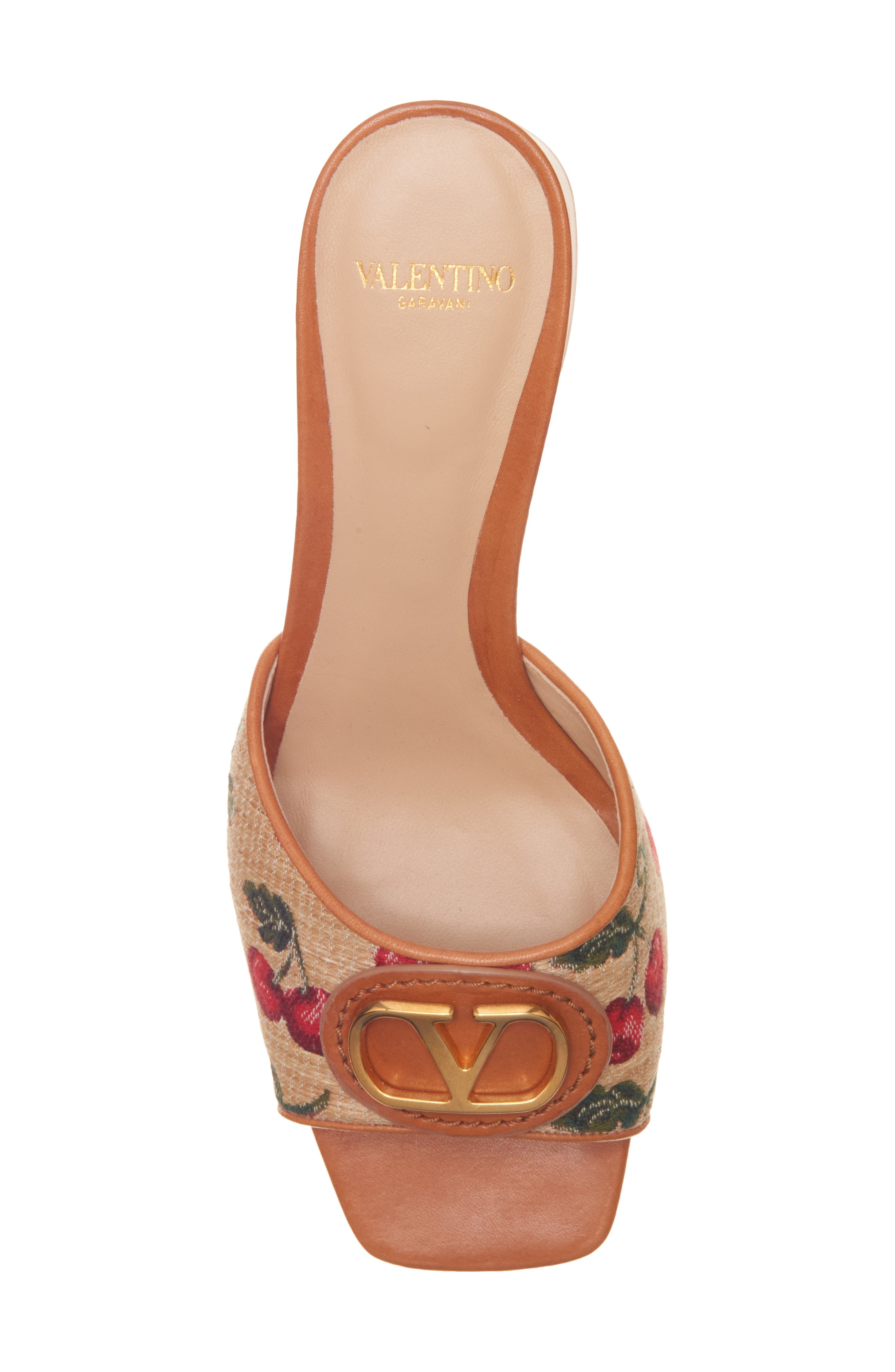 Valentino Garavani VLOGO Cherries Slide Sandal in 32H Naturale/Rosso at Nordstrom - 5