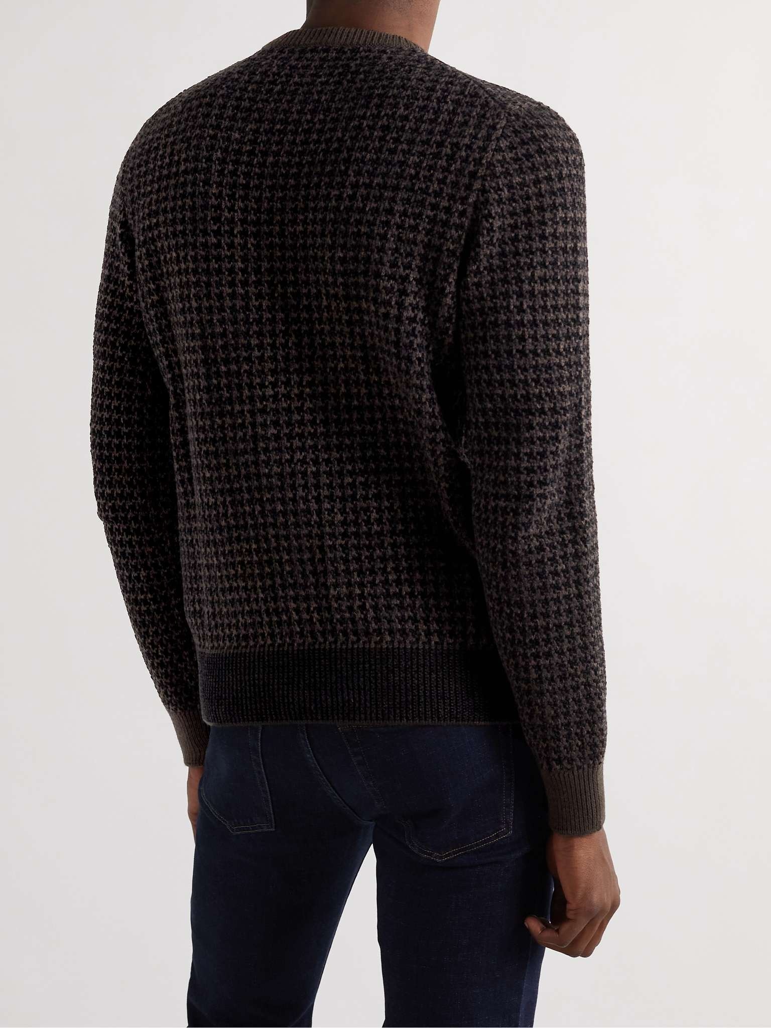 Houndstooth Silk, Wool and Cashmere-Blend Sweater - 4