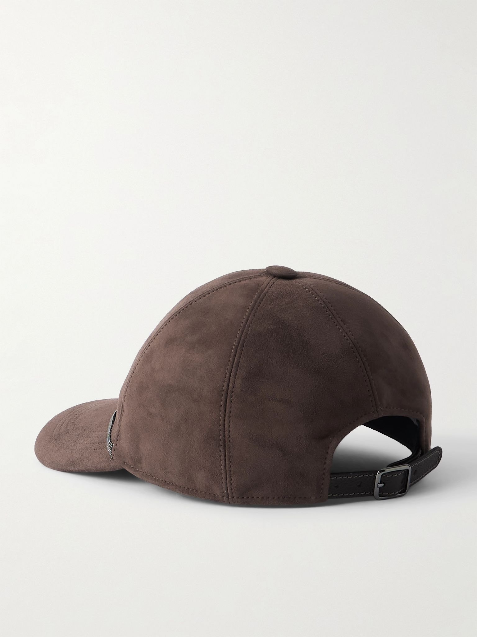 Bead-embellished suede baseball cap Chocolate - 3