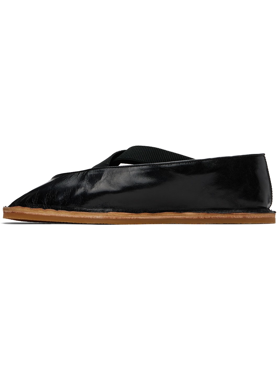Black Crinkled Leather Loafers - 3