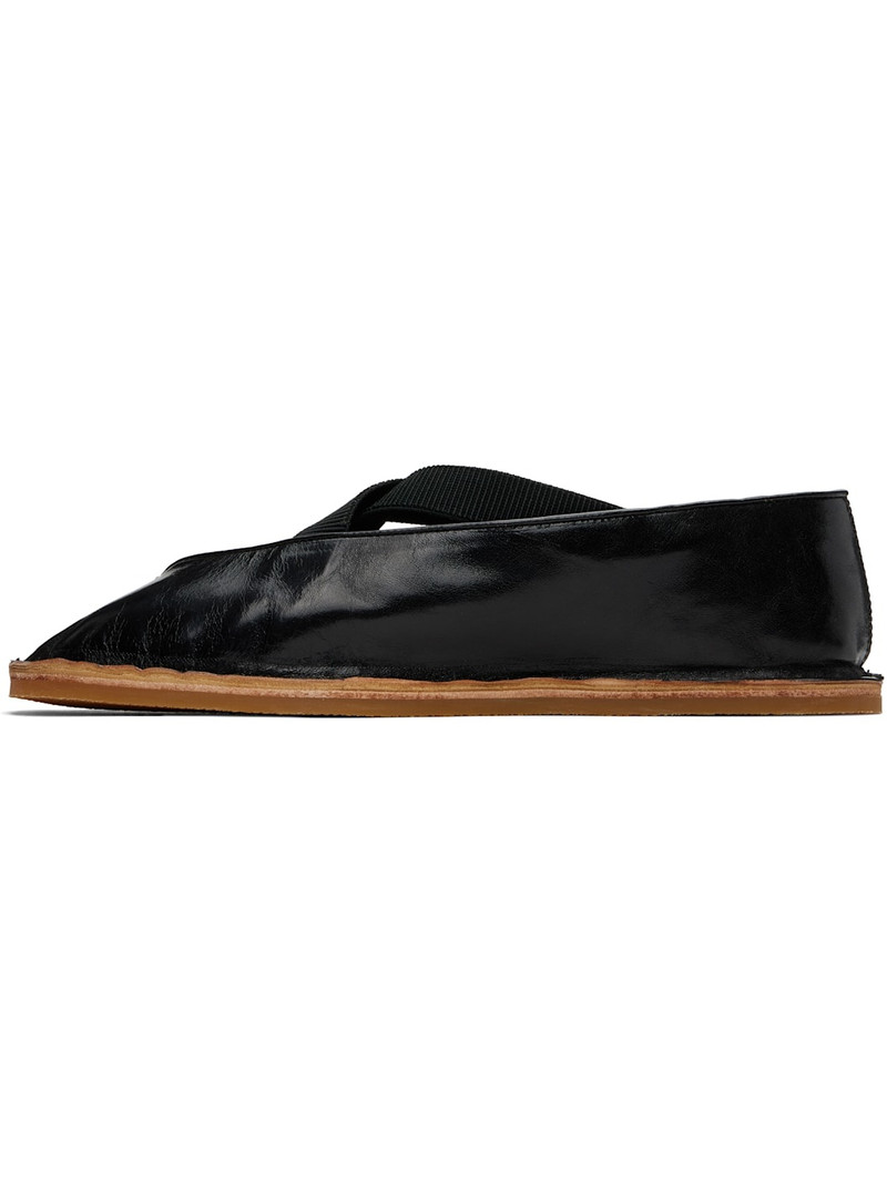 Dries Van Noten Black Crinkled Leather Loafers outlook