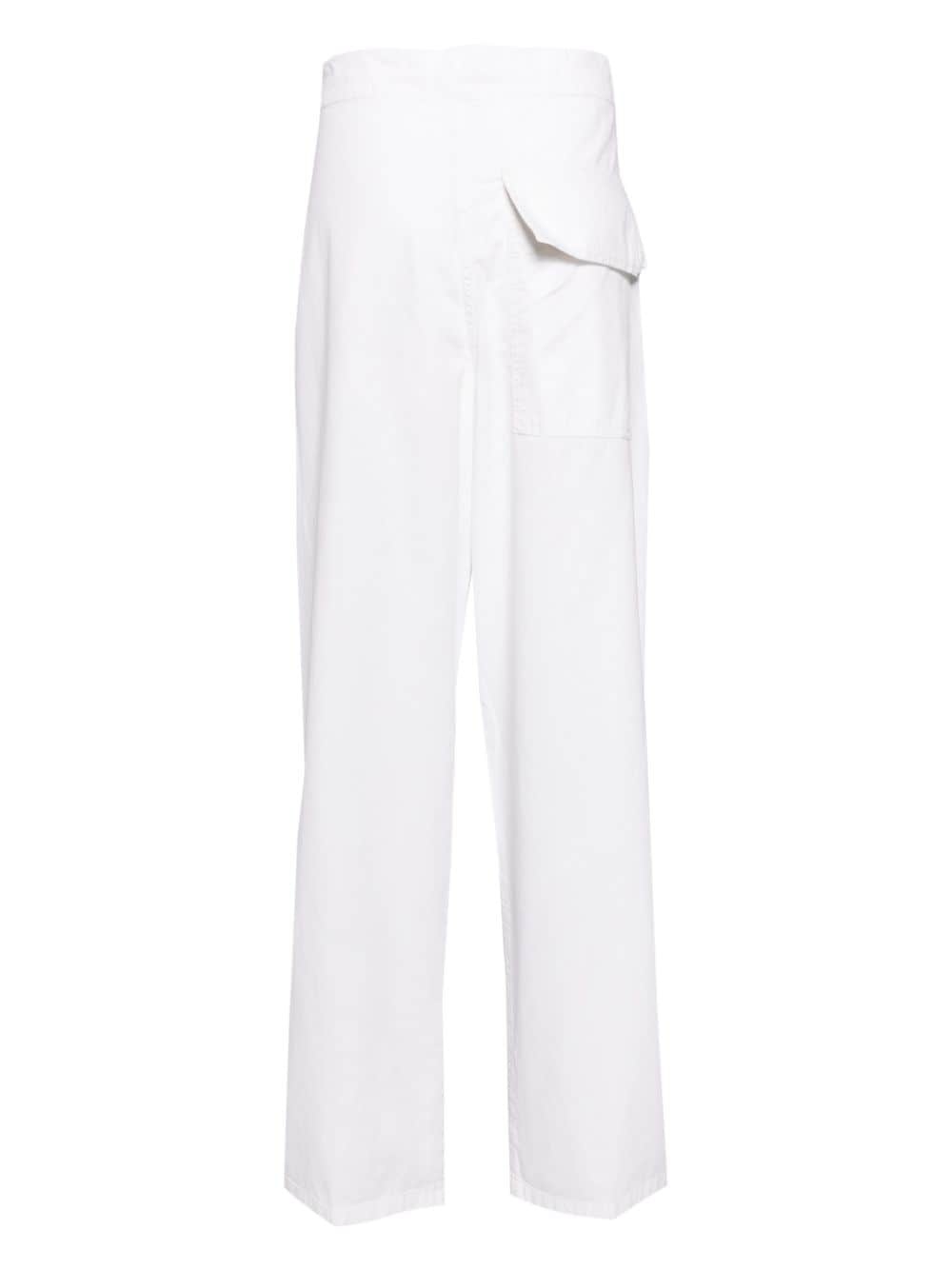 drawstring-waist cotton trousers - 2