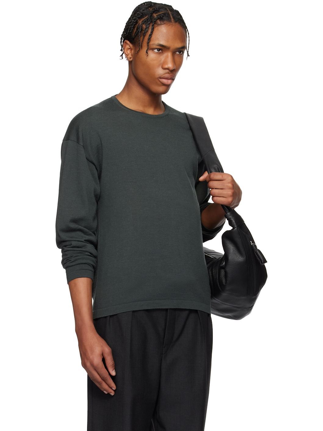 Gray Crew Neck Sweater - 2