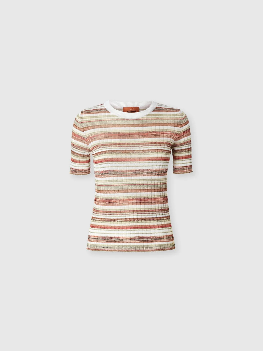 Short-sleeve ribbed viscose-blend sweater - 1