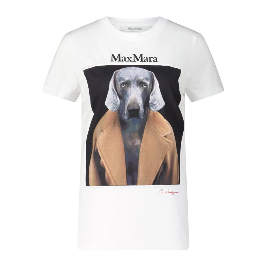 Max Mara Dog Print Cipria Cotton T-Shirt - 4