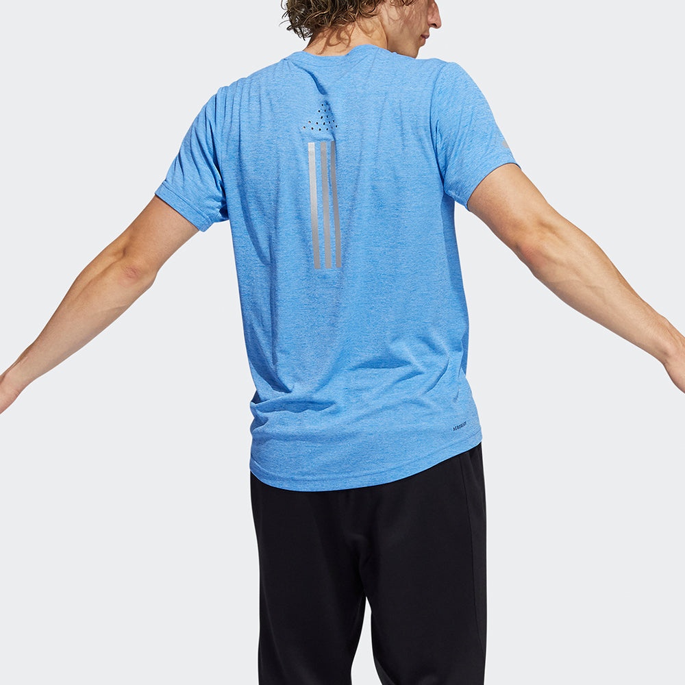 Men's adidas Elevate Train T Casual Breathable Training Sports Short Sleeve Sky Blue T-Shirt HF4204 - 3