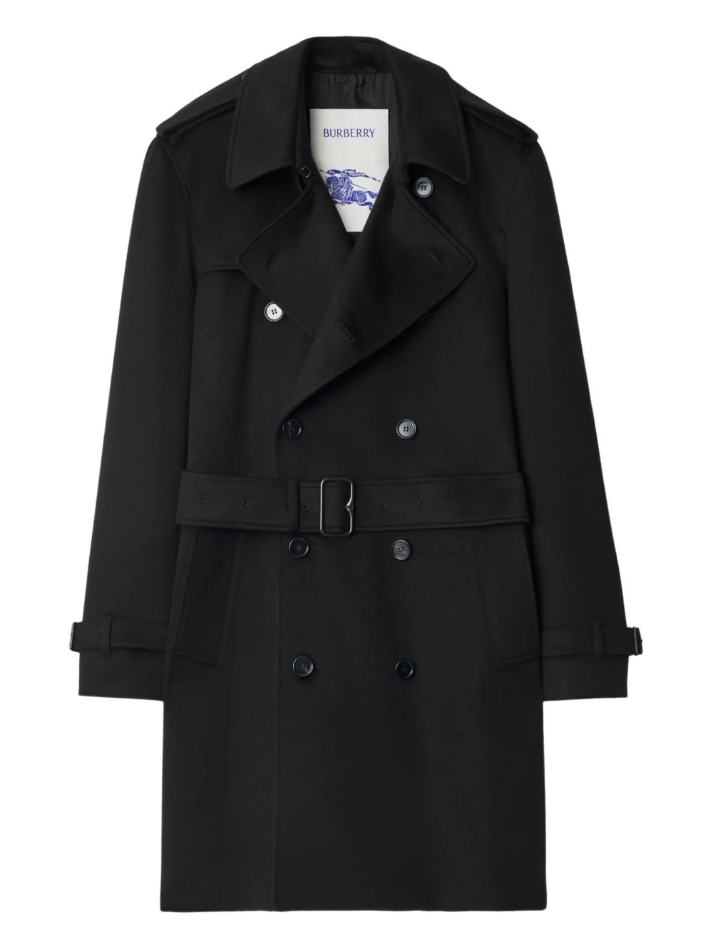 belted double-breasted cashmere trench coat - 1