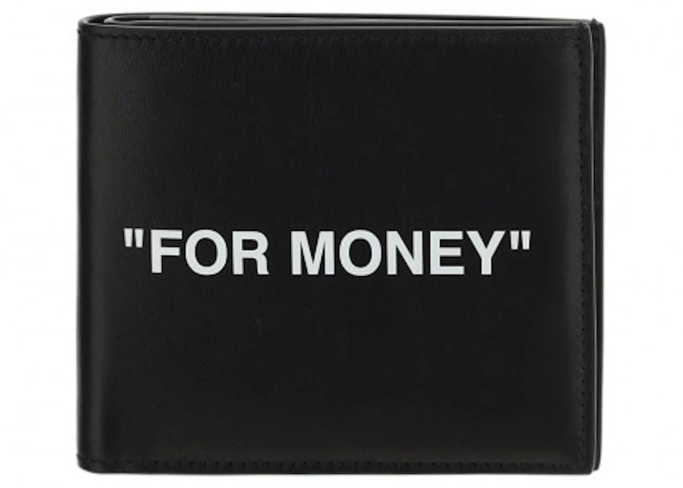 OFF-WHITE "FOR MONEY" Printed Bi-Fold Wallet (8 Card Slots) Black - 1