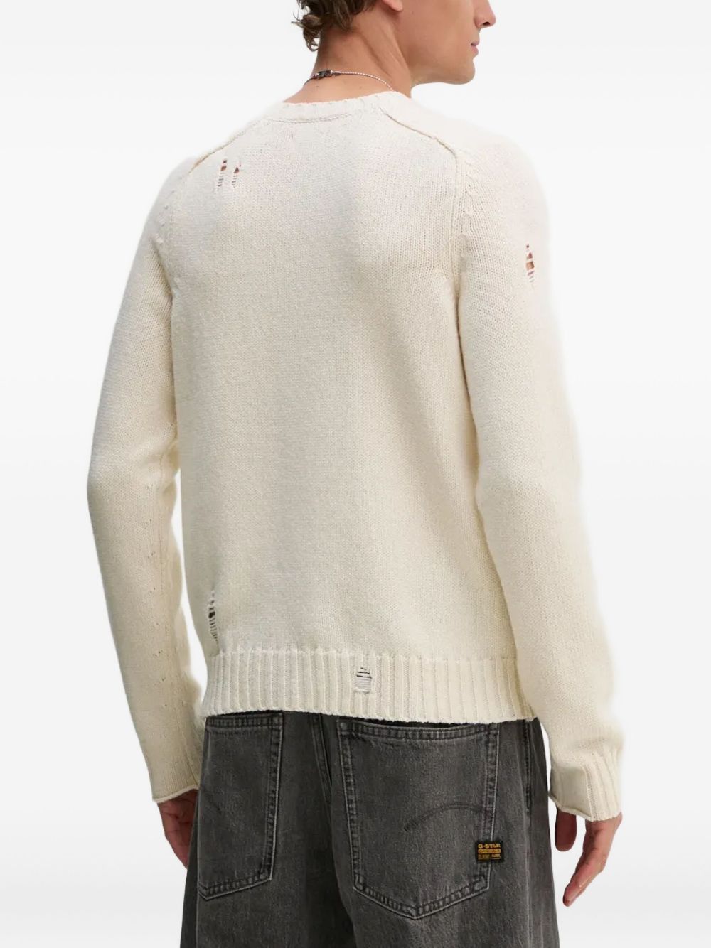 distressed crew-neck sweater - 3
