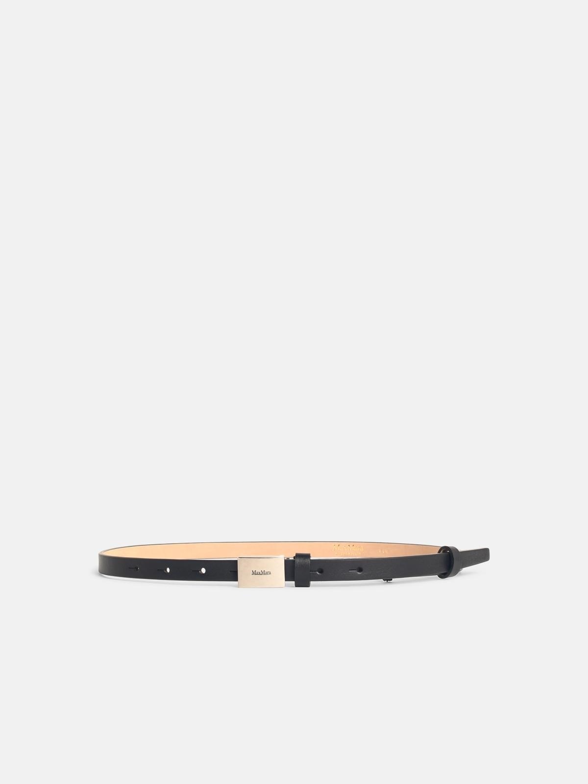 'PLATE15' BLACK LEATHER BELT - 1