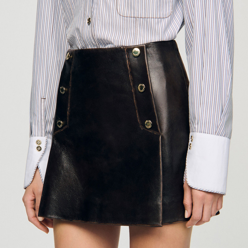 MINI AGED LEATHER SKIRT 4
