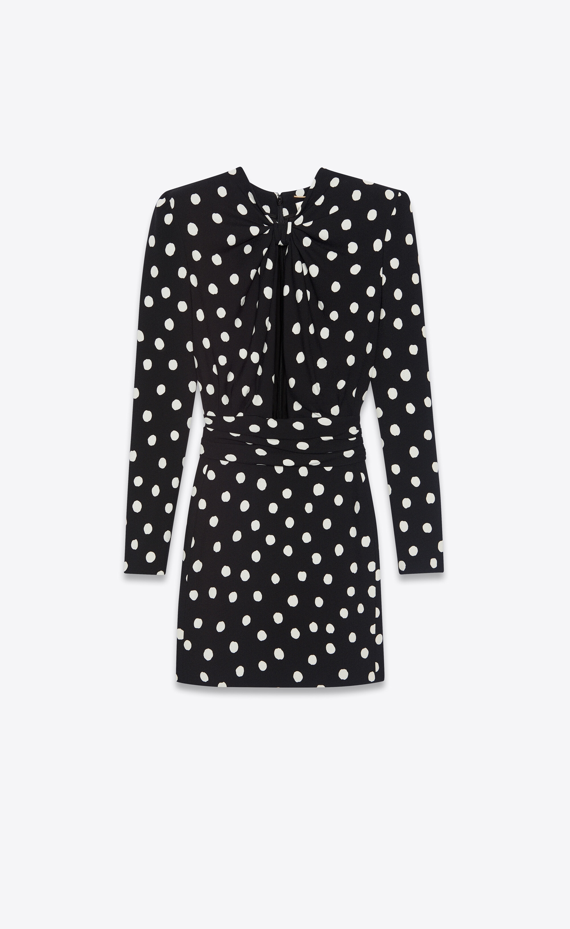 plunging knot mini dress in dotted sablé - 1