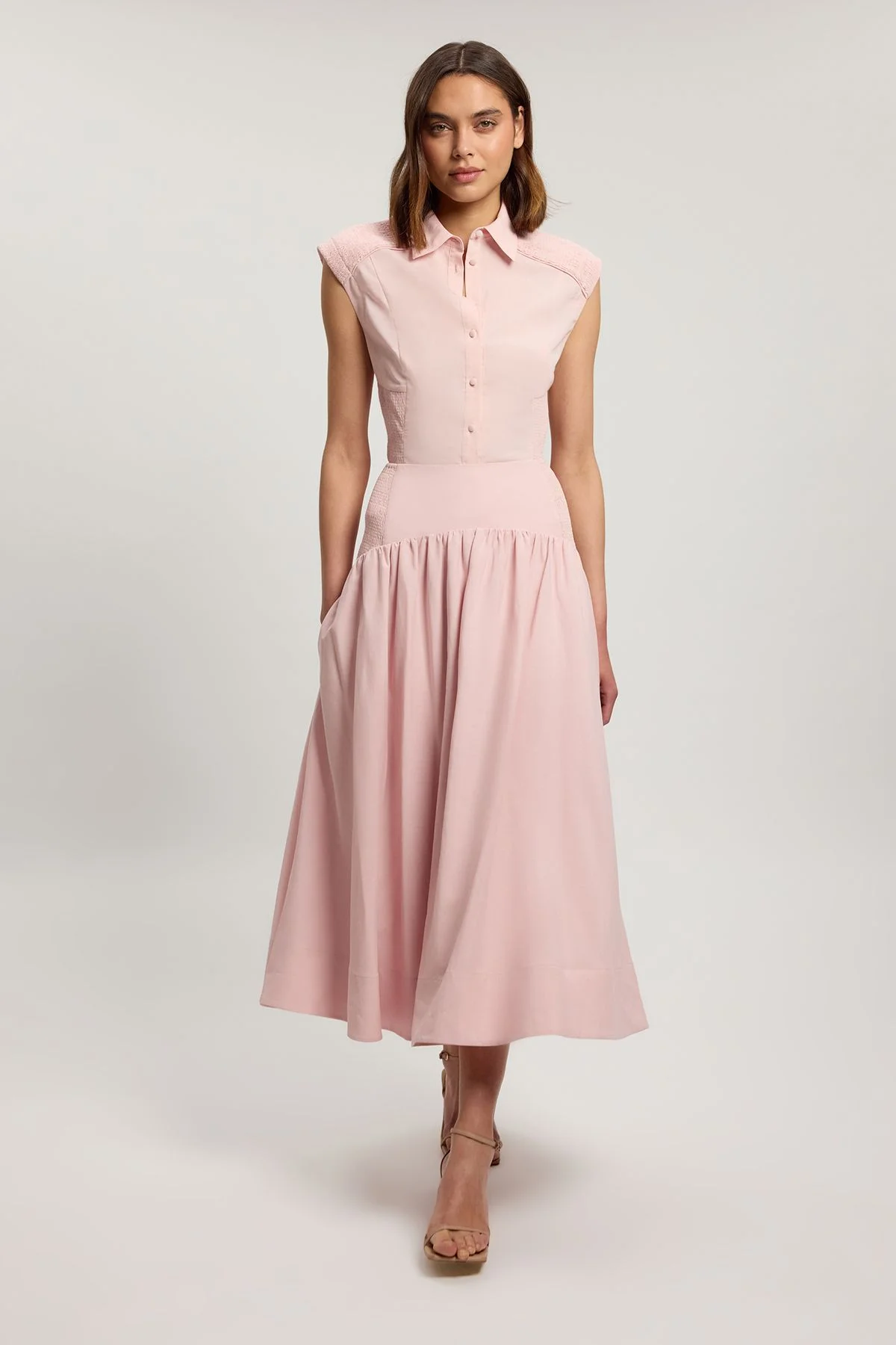 Shirred Woven Maxi Skirt - 1