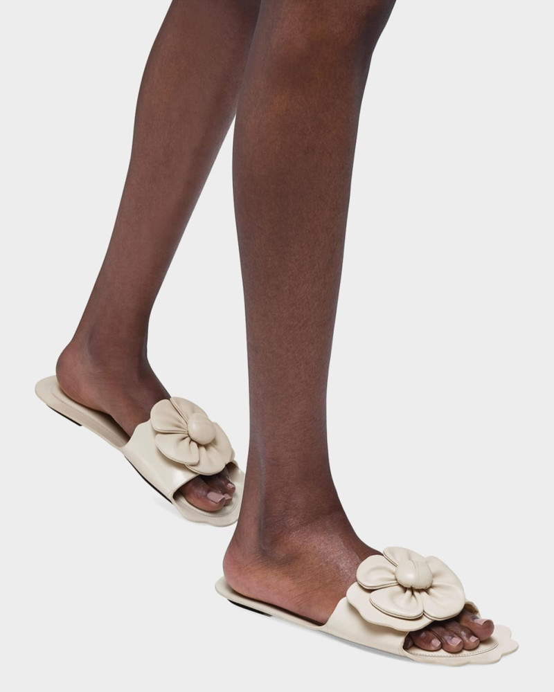 Marc Jacobs The Daisy Leather Flat Slide Sandals outlook