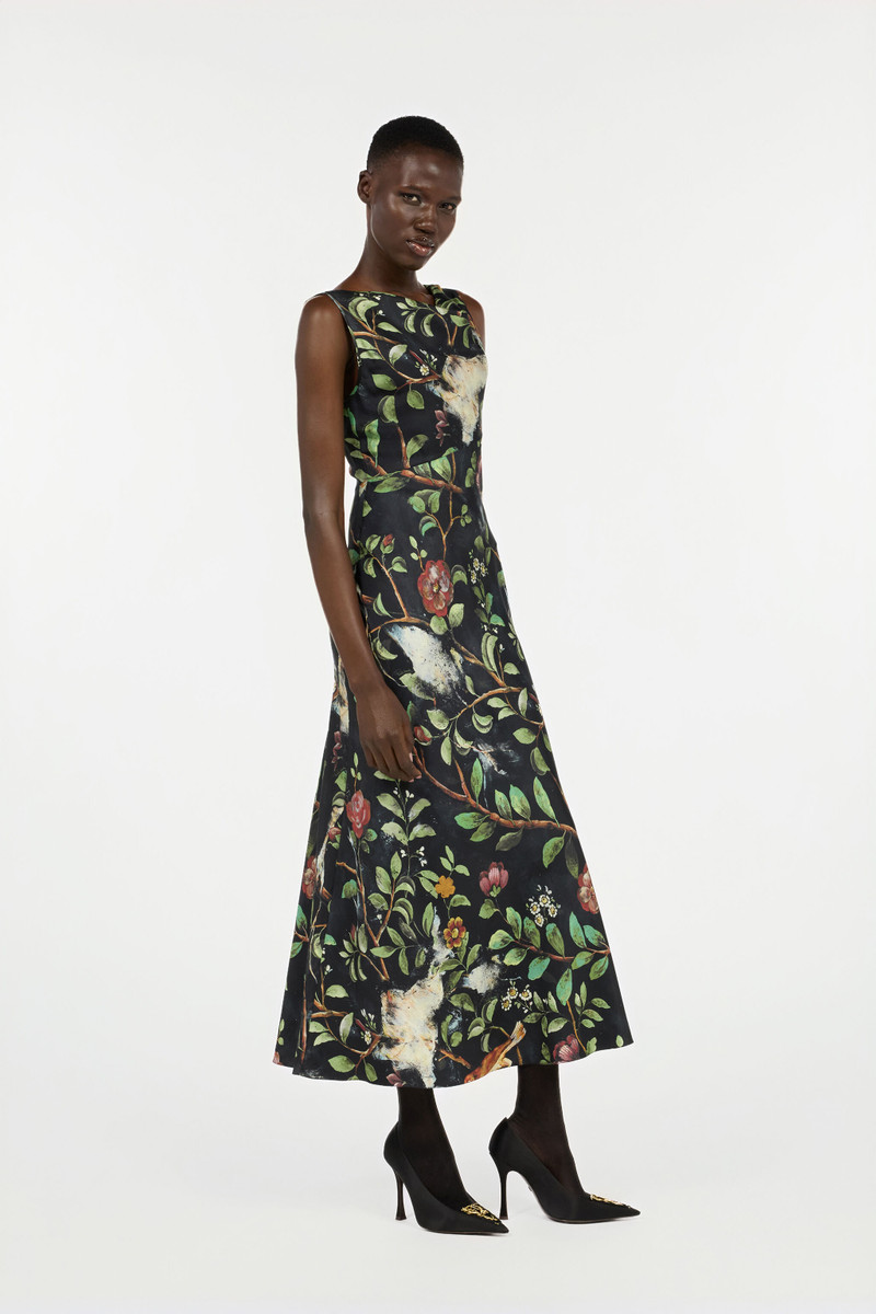 Silk Dress With Shrub And Floral Print 3