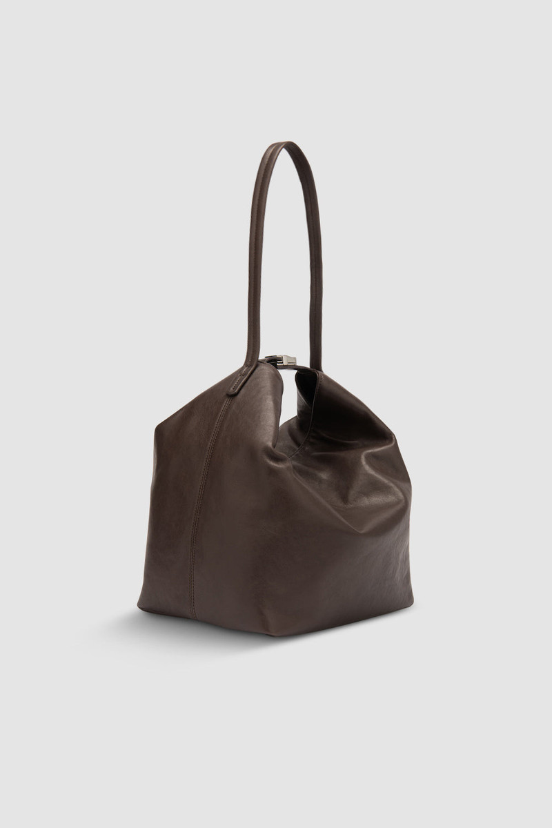 BY FAR Maxi Bea Ristretto Washed Leather Hobo Bag outlook