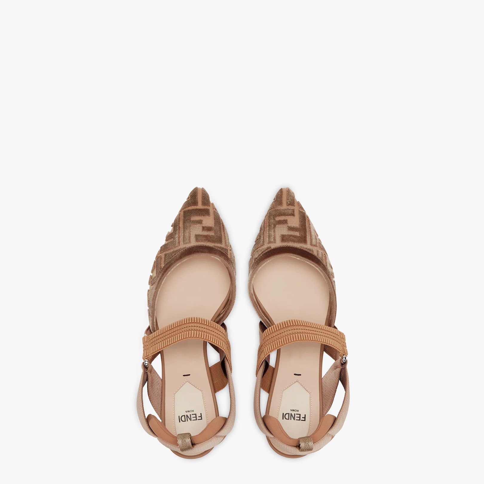 Beige mesh medium-heel FF slingbacks - 4