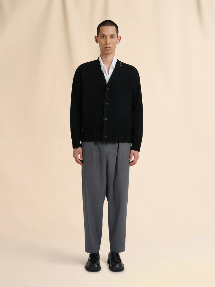 BLACK COTTON CARDIGAN WITH MARNI SYMBOL - 2