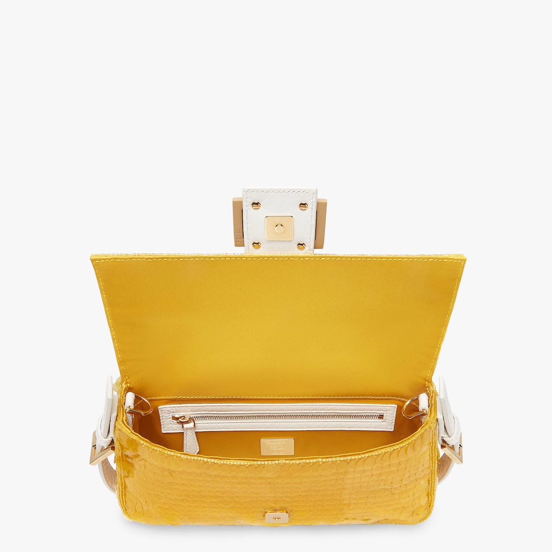 Yellow satin bag with sequins - 4