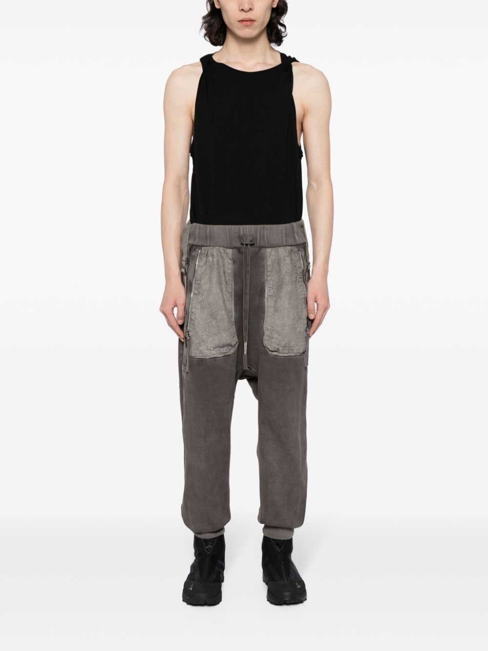 deconstructed cotton track pants - 2