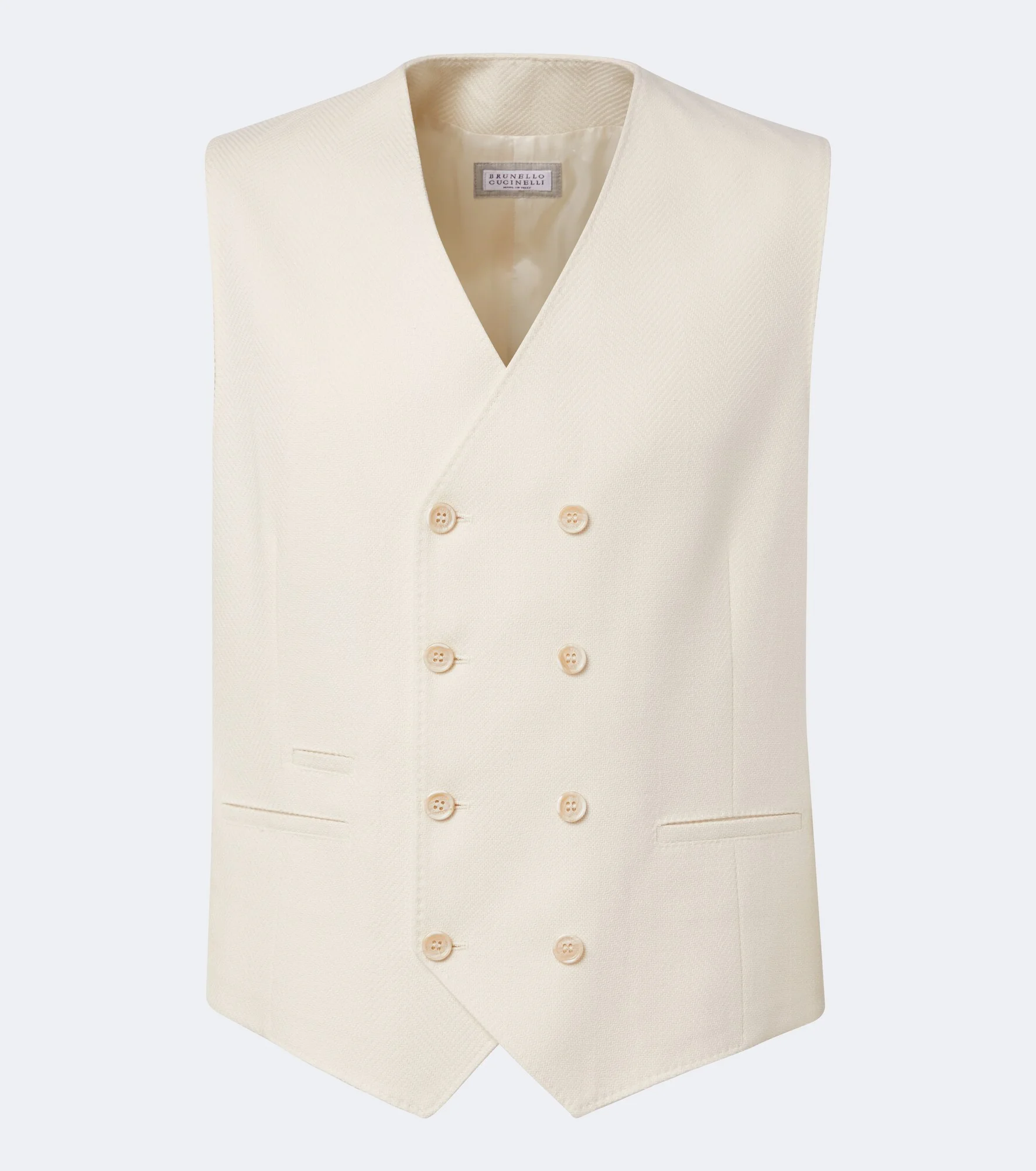 Double-breasted wool and cotton vest - 1