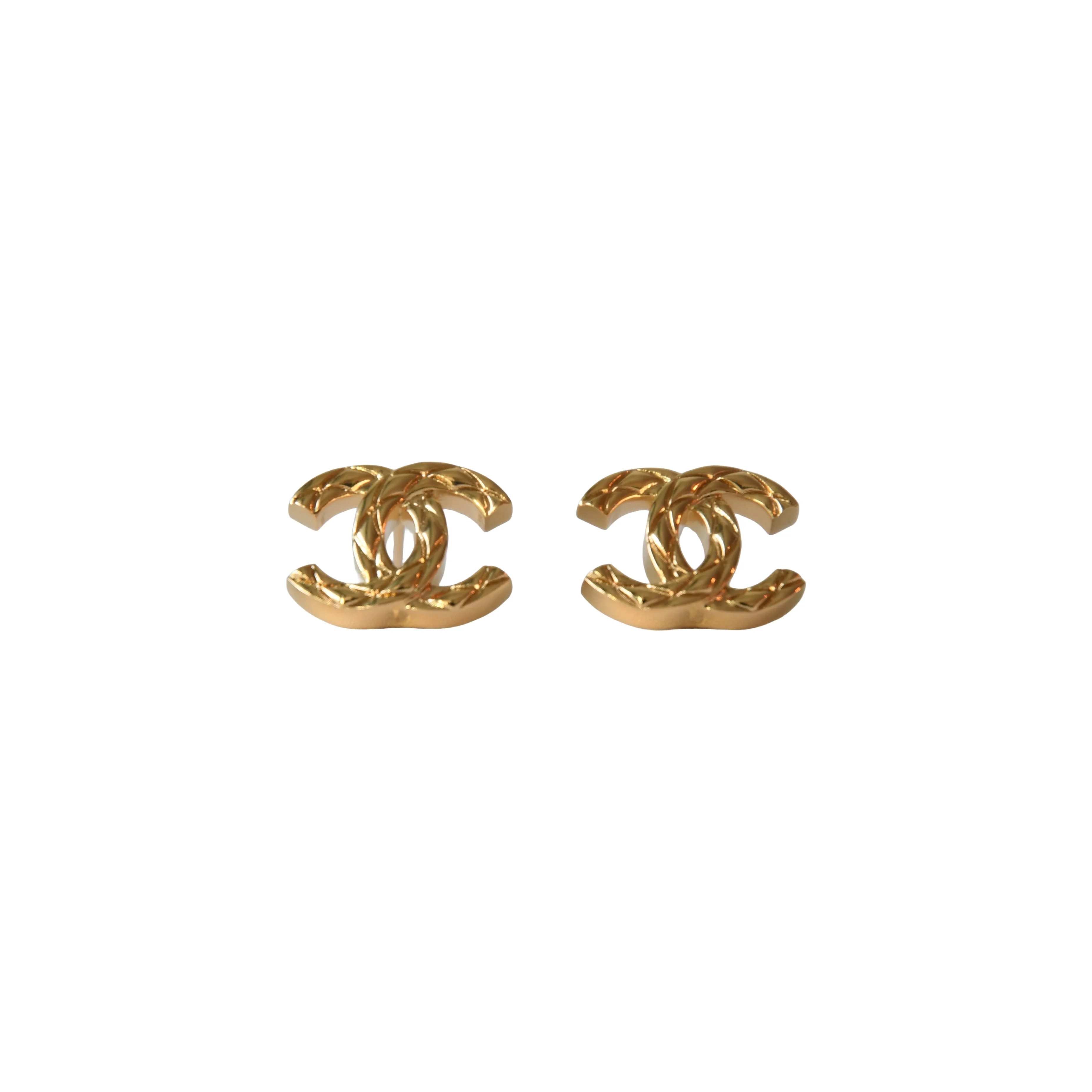 Chanel Quilted Matelasse CC Earrings Gold - 1