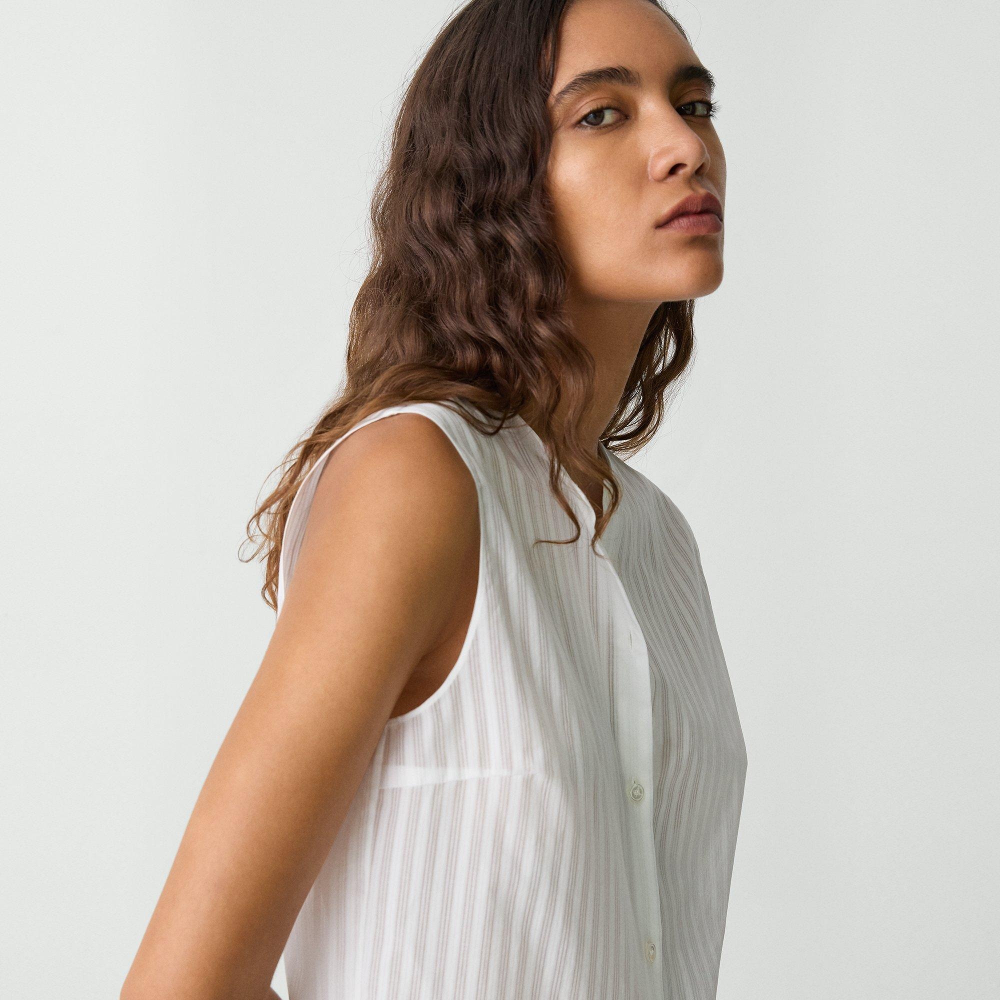 Button-Up Shell Top in Linear Cotton - 5