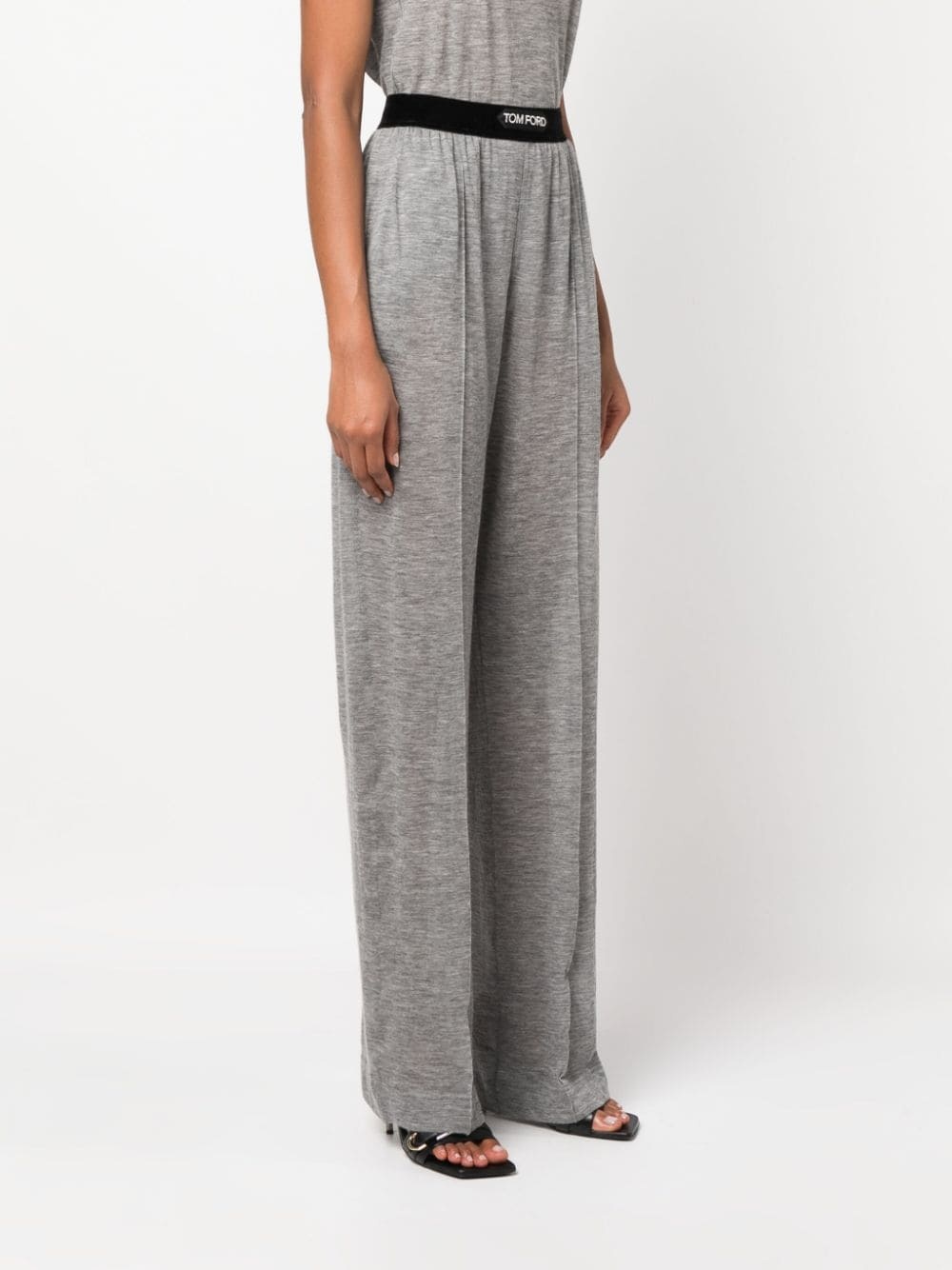 logo-waistband cashmere track pants - 3