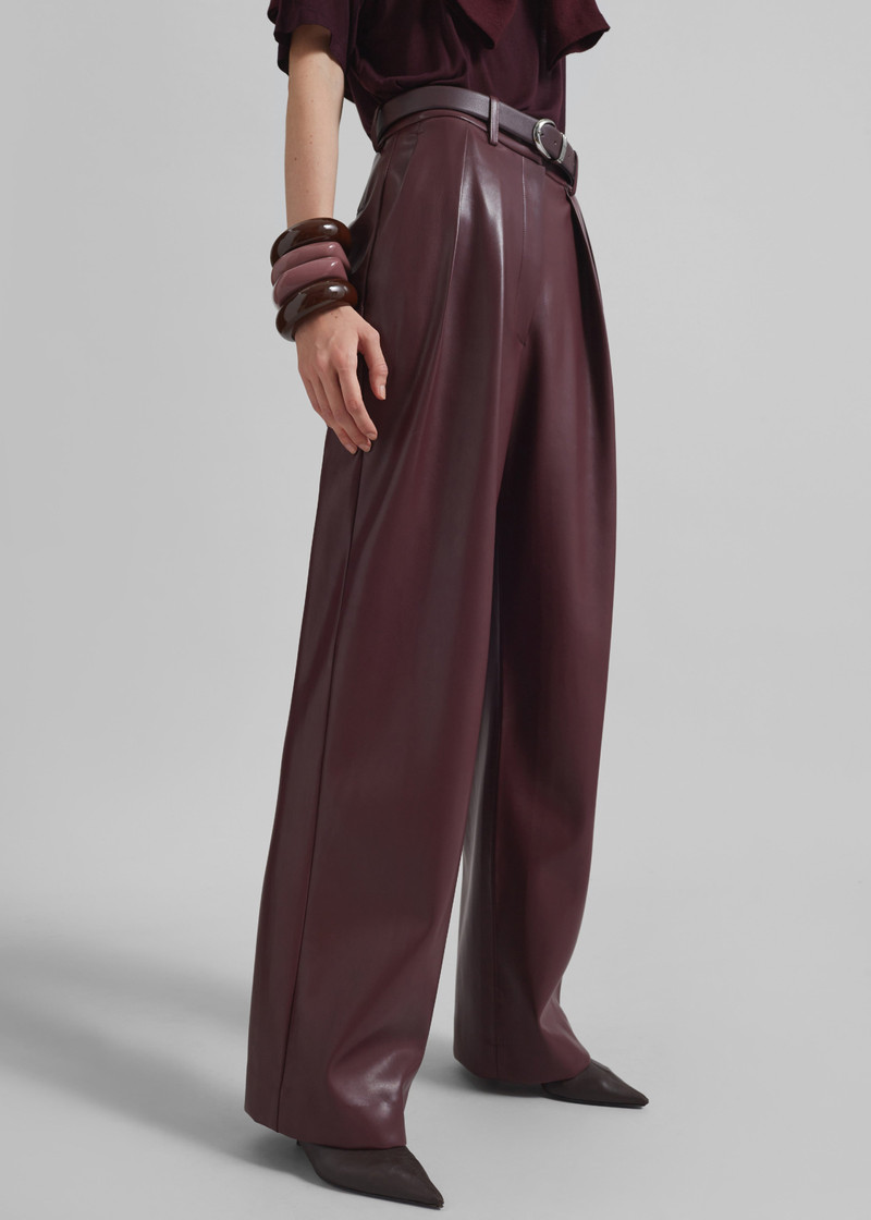 Helsinki Faux Leather Pants - Burgundy 7