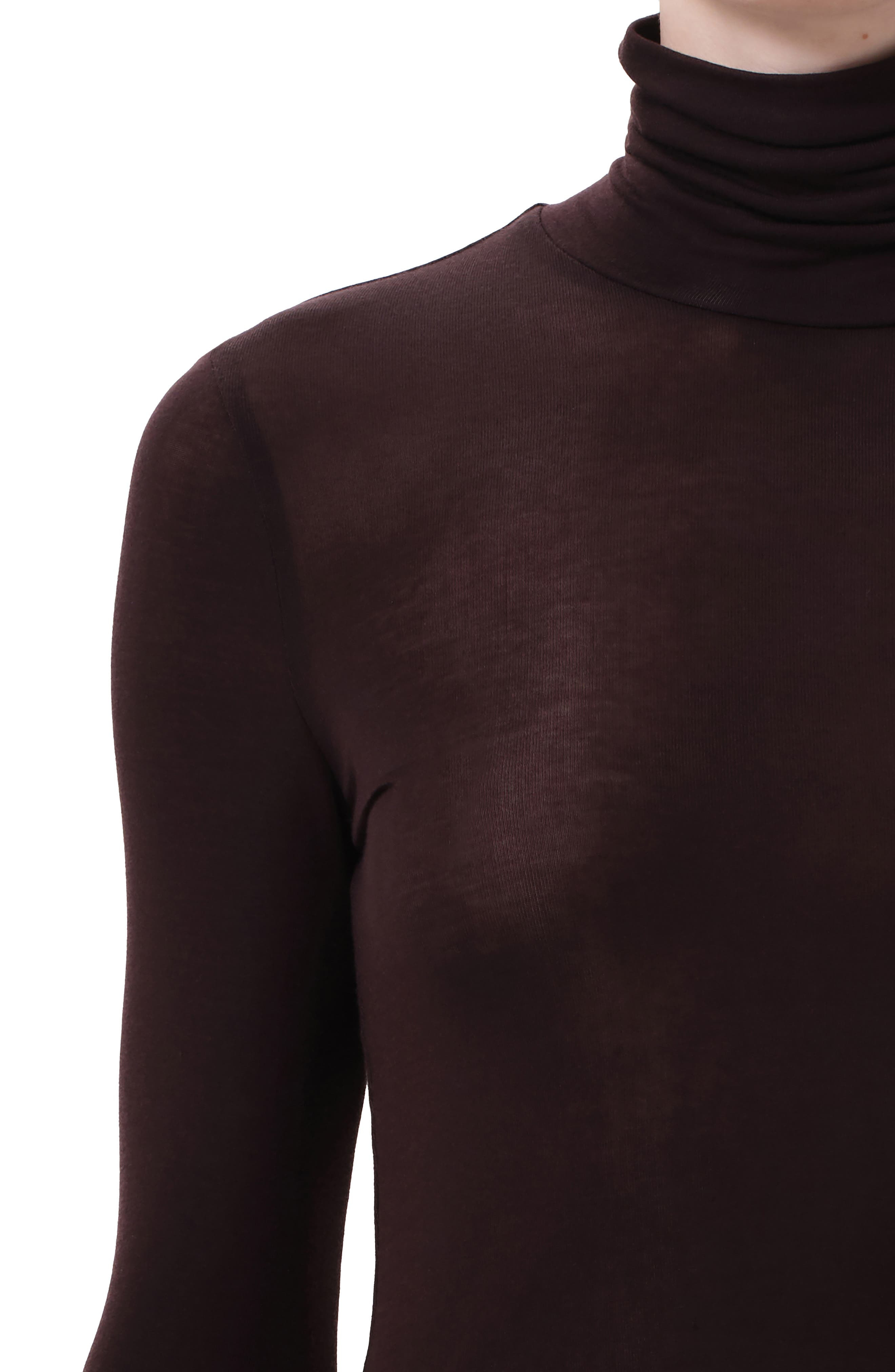 AGOLDE Pascale Rib Turtleneck Top in Root Dk Brown at Nordstrom - 4